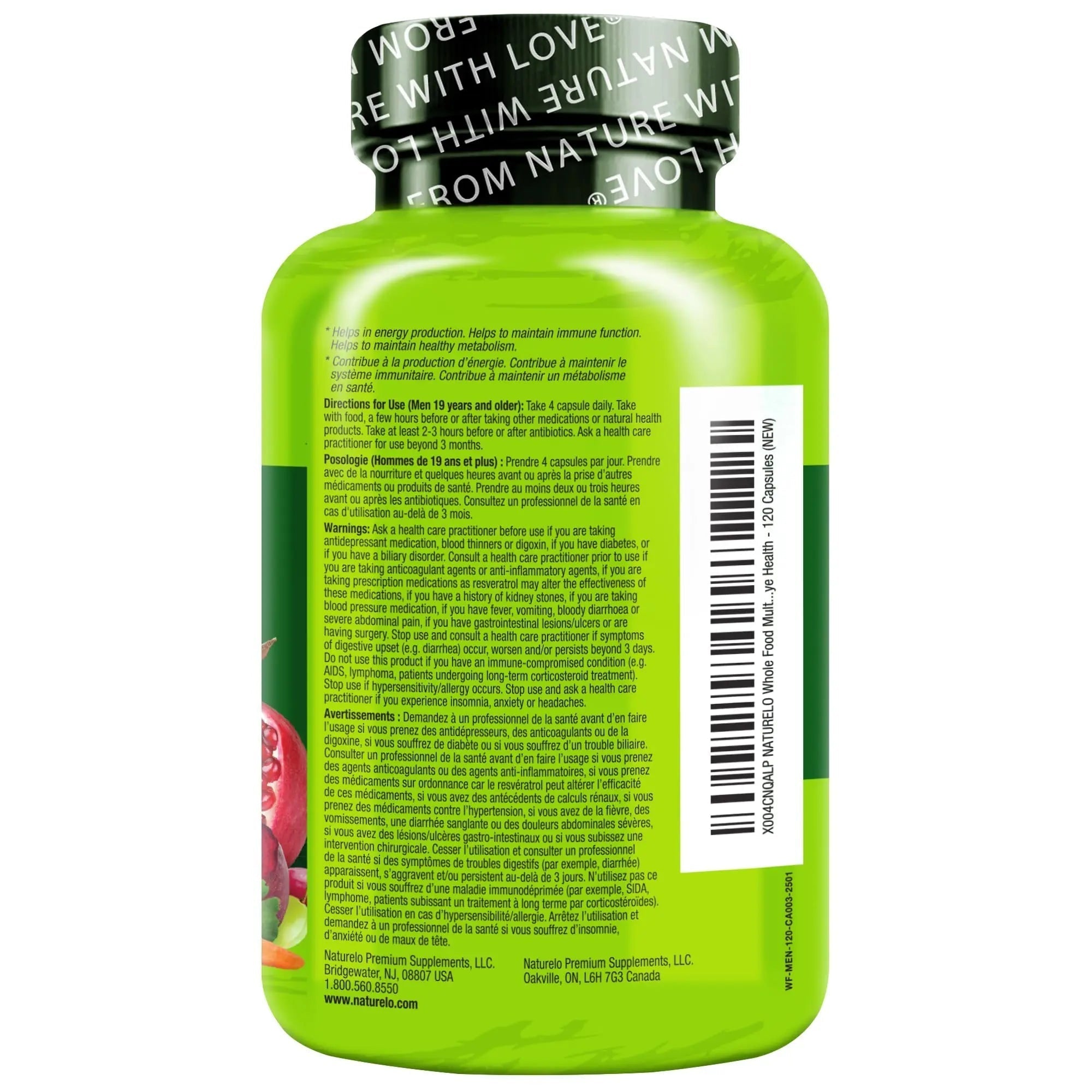 NATURELO Mens Multivitamins - Whole Food Multivitamin for Men with Vitamins, Minerals - 120 Vegetarian Capsules for Energy, Brain, Heart, Eye Health* NATURELO buy supplements canada