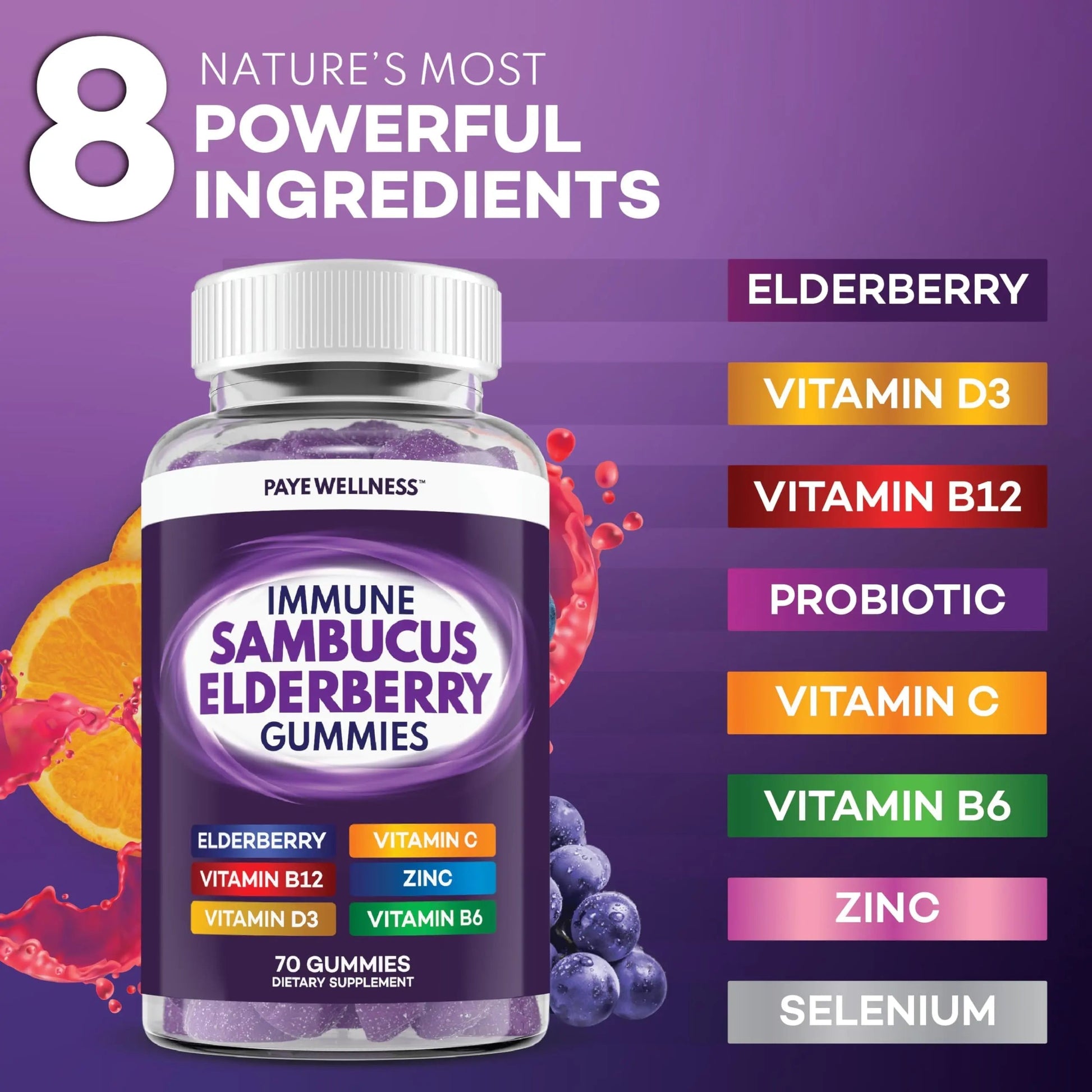 Elderberry Gummies Immune Support, Daily Support for Kids and Adults*, with Sambucus Elderberry, Zinc, Vitamin C, D3, B6, B12, Plus PAYÉ buy supplements canada