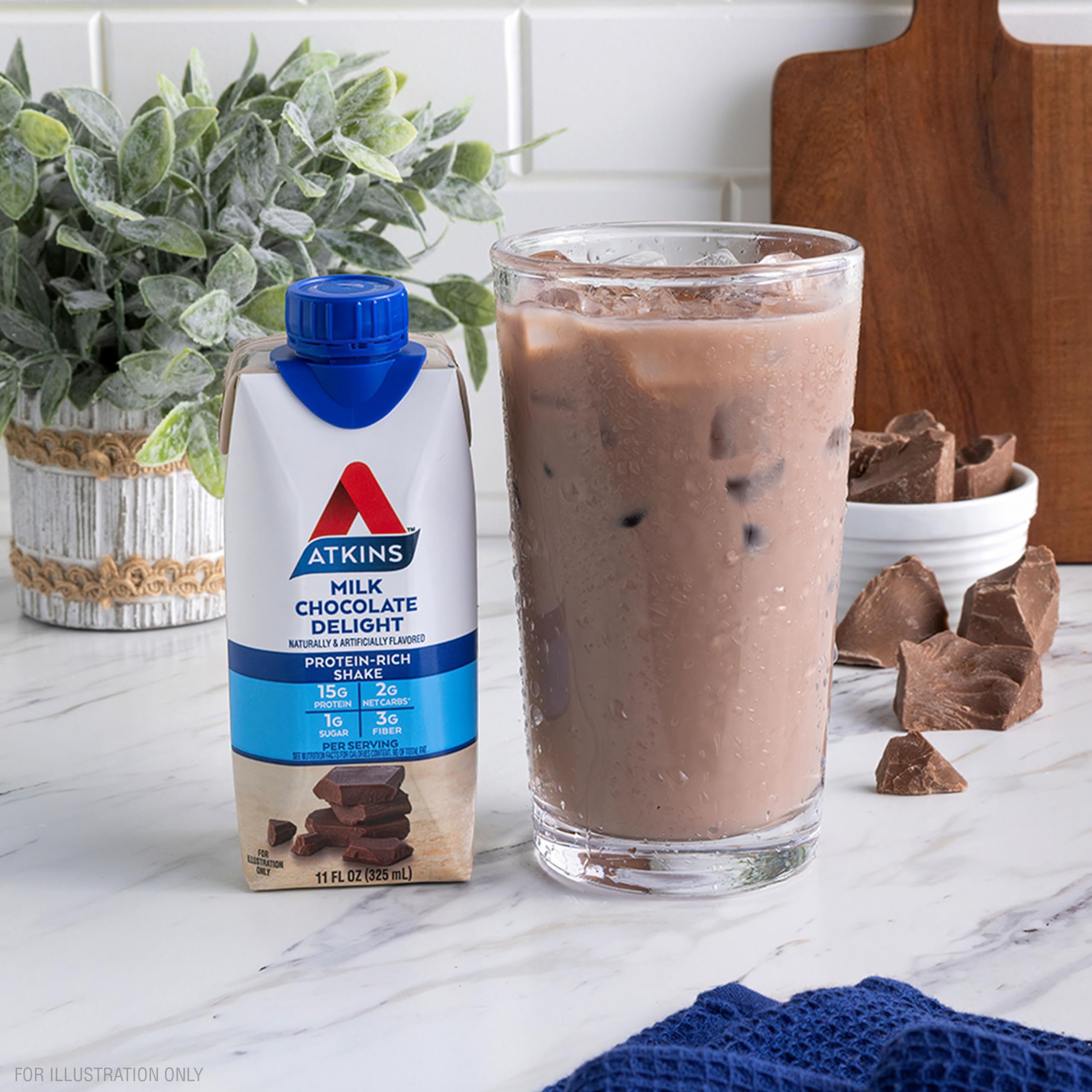 Atkins Milk Chocolate Delight Protein Shake, 15g Protein, Low Glycemic, 2g Net Carb Atkins buy supplements canada