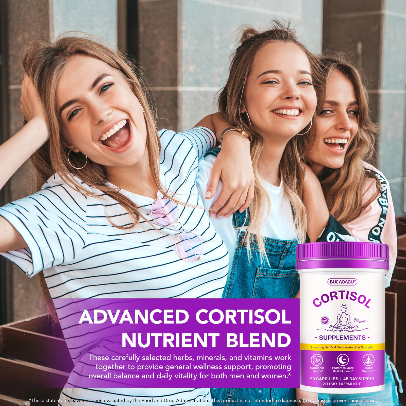 BUCAOAGU Cortisol Supplements for Women - Cortisol Reducer & Stress Support - Magnolia Bark, Rhodiola Rosea, Holy Basil, Magnesuim, Phosphatidylserine - Hormone Balance & Mood, Focus, Sleep Support BUCAOAGU buy supplements canada