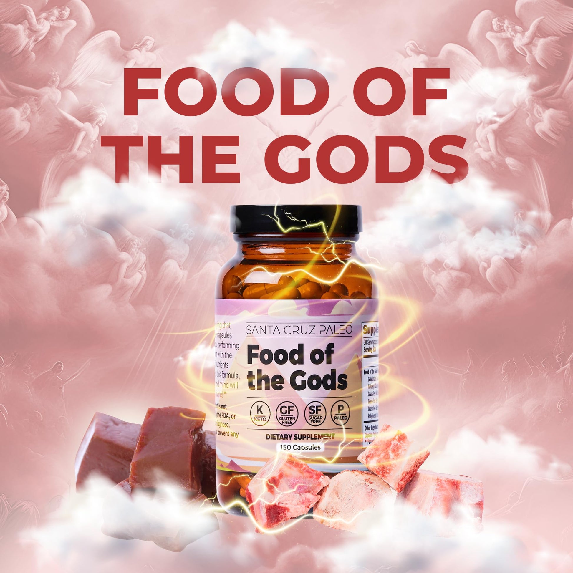 Santa Cruz Paleo, Food of the Gods Grass Fed Beef Organ Supplement for Men and Women, with Collagen, Maca Root, Colostrum, Bone Broth, Iron, Vitamin B12, Gluten Free, Keto Friendly, 30 Servings Santa Cruz Paleo buy supplements canada