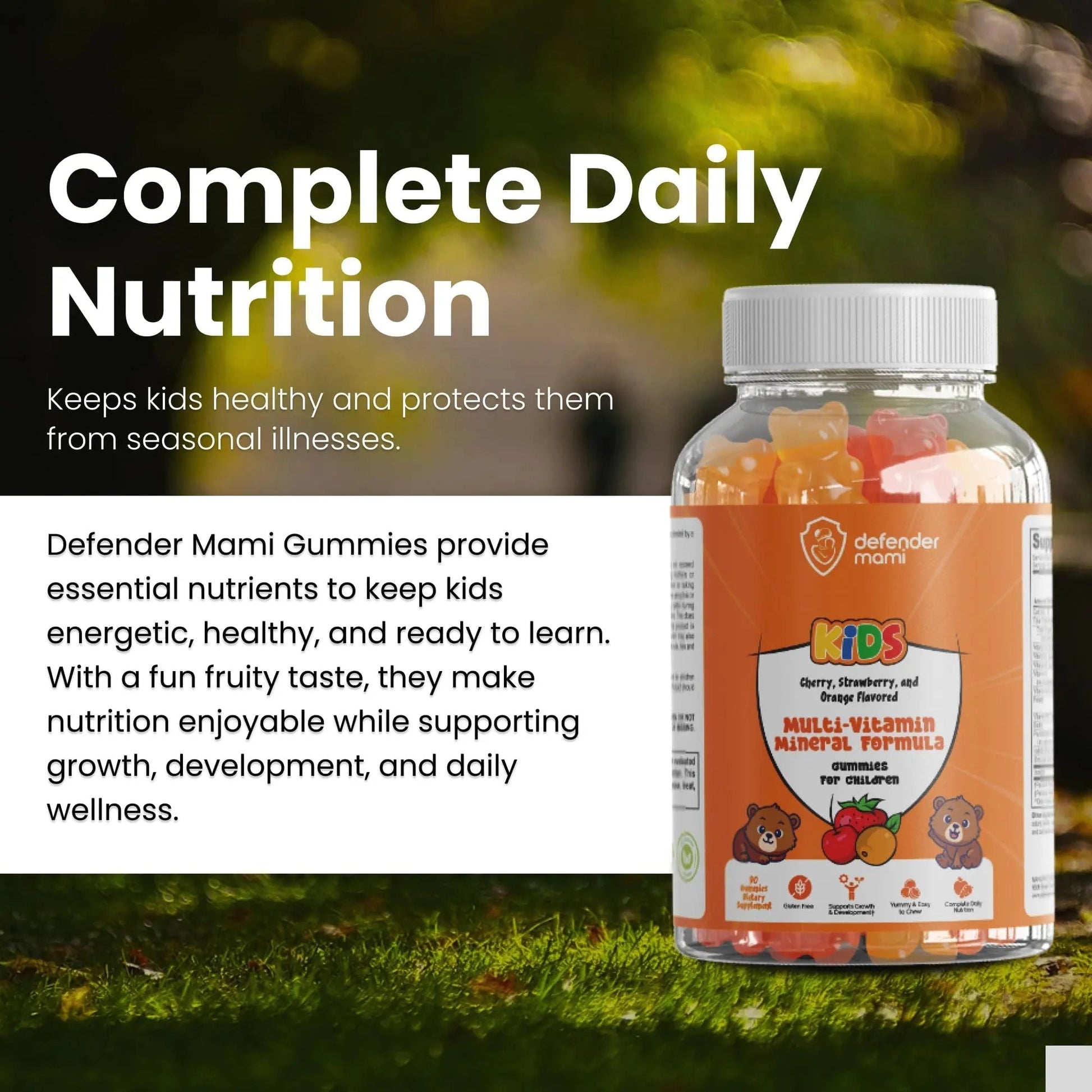Defender Mami Kids Vitamin Gummies – Multivitamin & Mineral Formula, Non‑GMO · Gluten‑Free, 90 Count Chewables for Daily Immune Defender Mami buy supplements canada