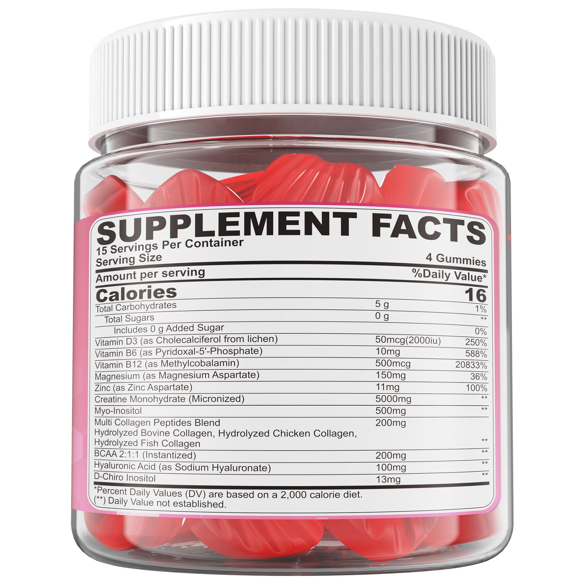 Creatine for Women Gummies, Micronized Creatine Monohydrate + Myo-Inositol, Collagen Peptides, BCAAs, Hyaluronic Acid, Vitamin B6 B12, Zinc for Enërgy, Föcus, Hörmonal Balance, Sugar Free, 120 Counts LILICARE buy supplements canada