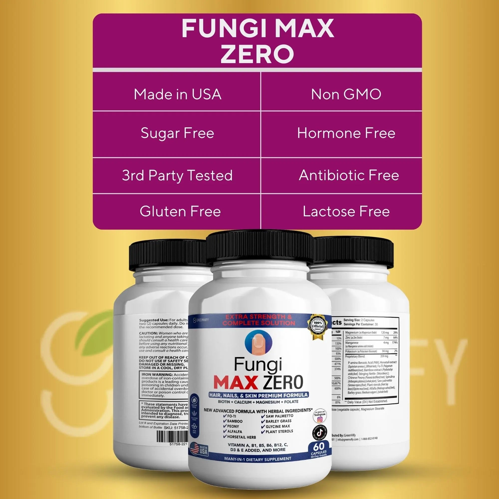 GREENVIFY Fungi Max Zero Hair, Nails & Skin Supplement. (1) GREENVIFY buy supplements canada