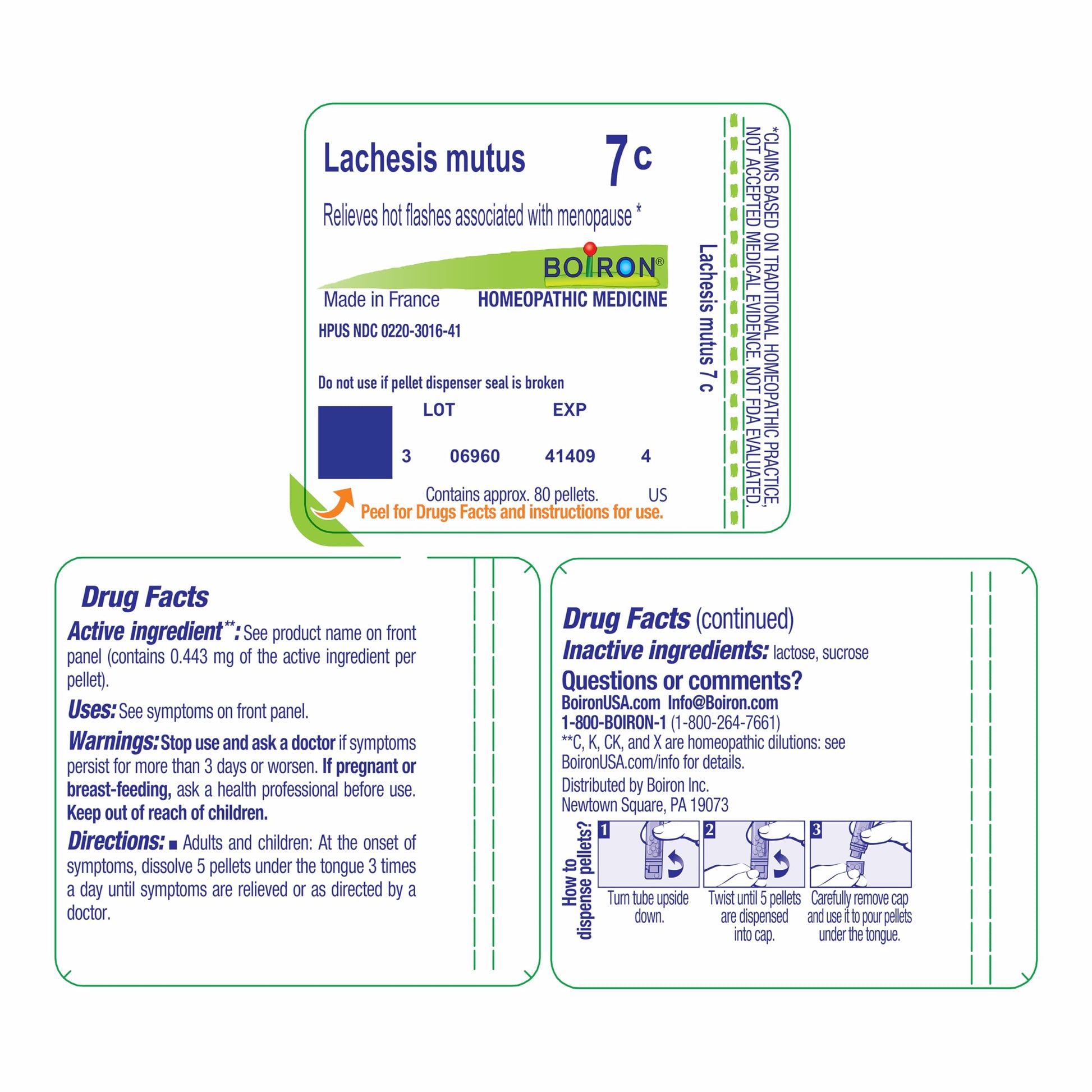 Boiron Lachesis Mutus 7C for Hot Flashes from Menopause - 80 Pellets Boiron buy supplements canada