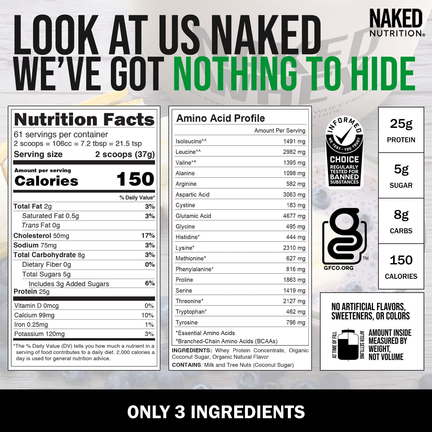 NAKED Nutrition Whey Vanilla Protein - All Natural Grass Fed Whey Protein Powder NAKED buy supplements canada