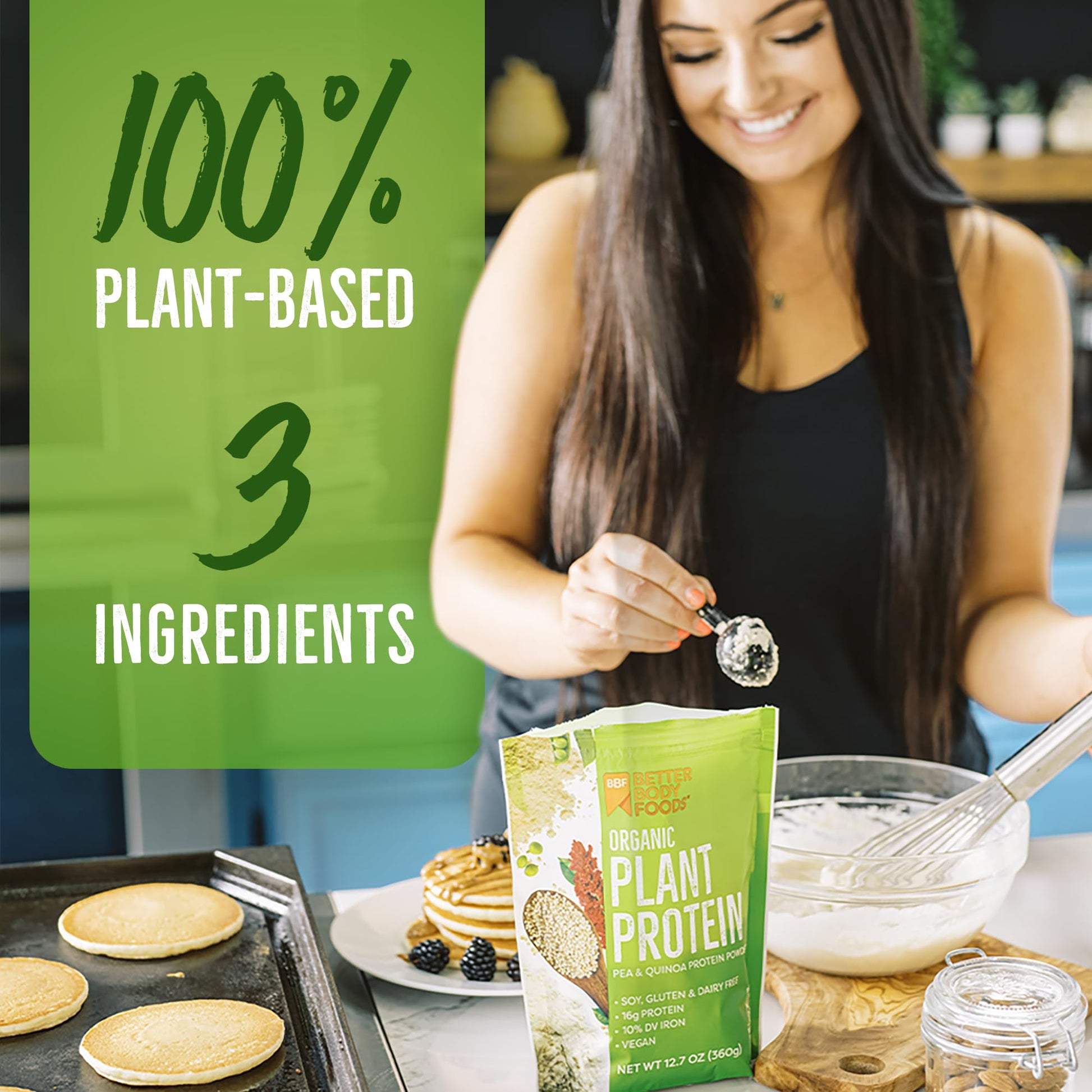 BetterBody Foods Organic Plant Based Protein Powder, 16g of Protein 24% DV, Vegan, Low Net Carbs, Gluten Free, Dairy Free, No Sugar Added, Soy Free, Non-GMO, 12.7 Ounces BetterBody Foods buy supplements canada