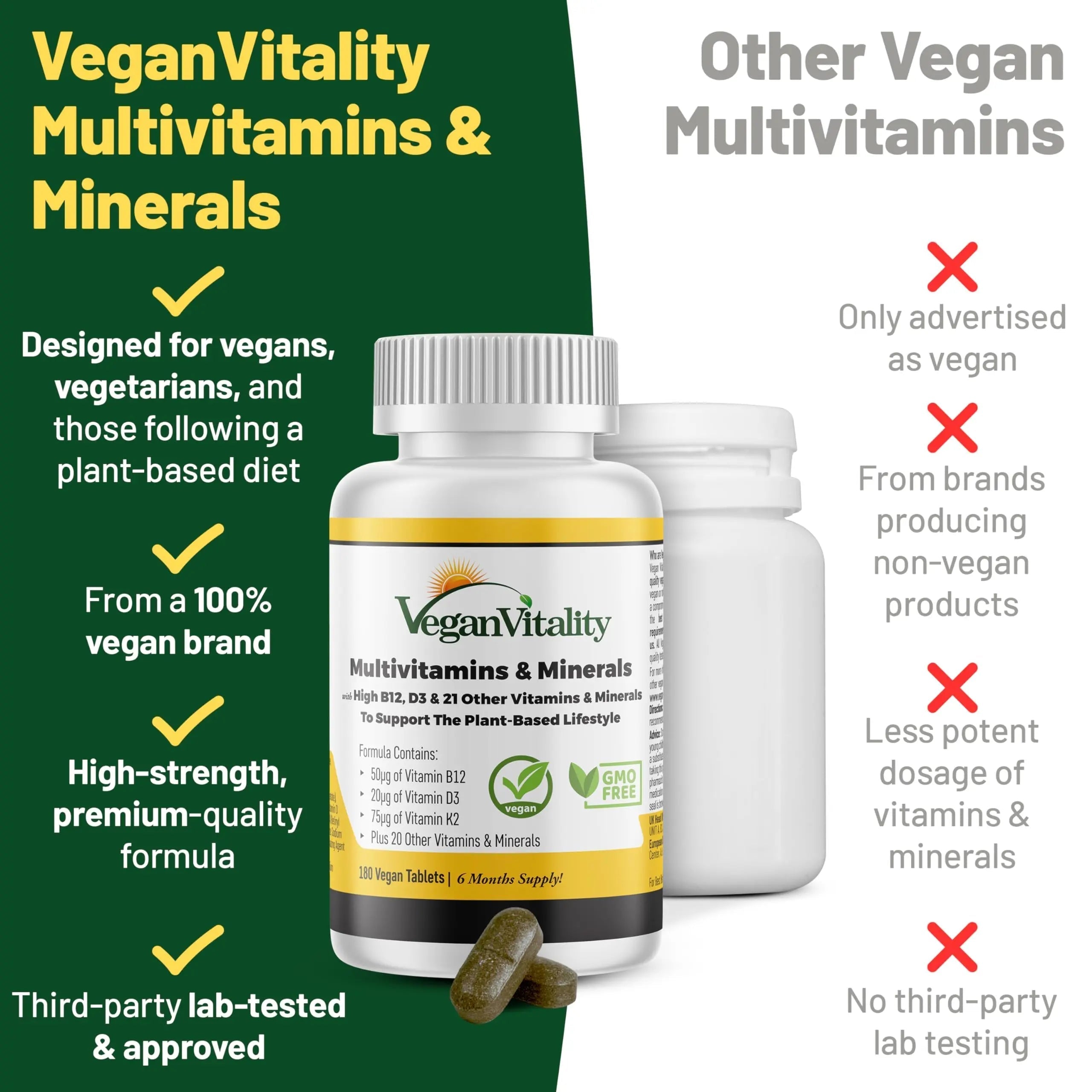 Vegan Vitality Immunity Booster Bundle 6 Months - Vegan Multivitamins and Vegan Omega 3 Algae Oil. High Strength Plant Based Formula for Immunity Vegan Vitality buy supplements canada