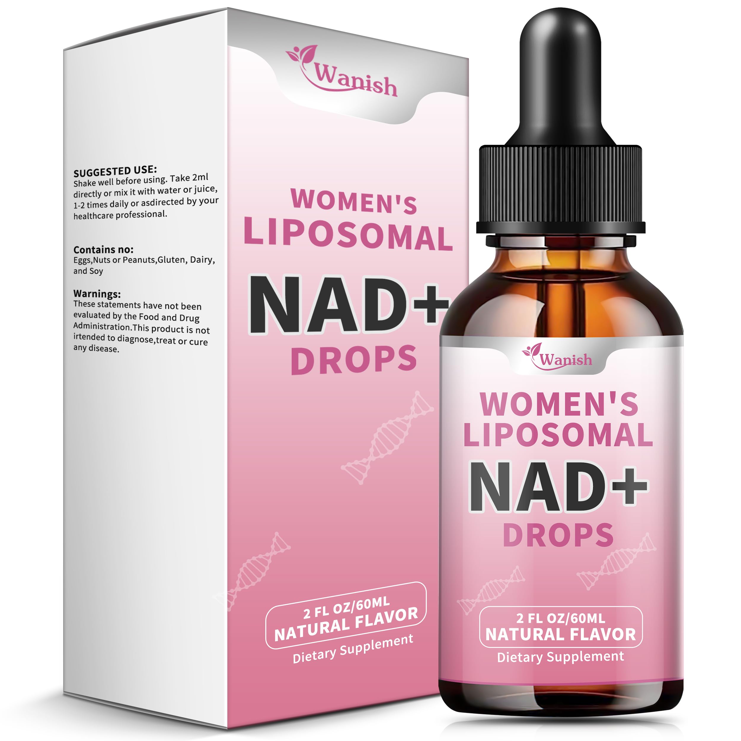 Liposomal NAD Liquid Supplement for Women, Pure 500mg NAD Nicotinamide - Cell Regeneration，Energy & Metabolism Support, Vegan,Sugar Free，Additives Free，2 Fl Oz Wanish buy supplements canada