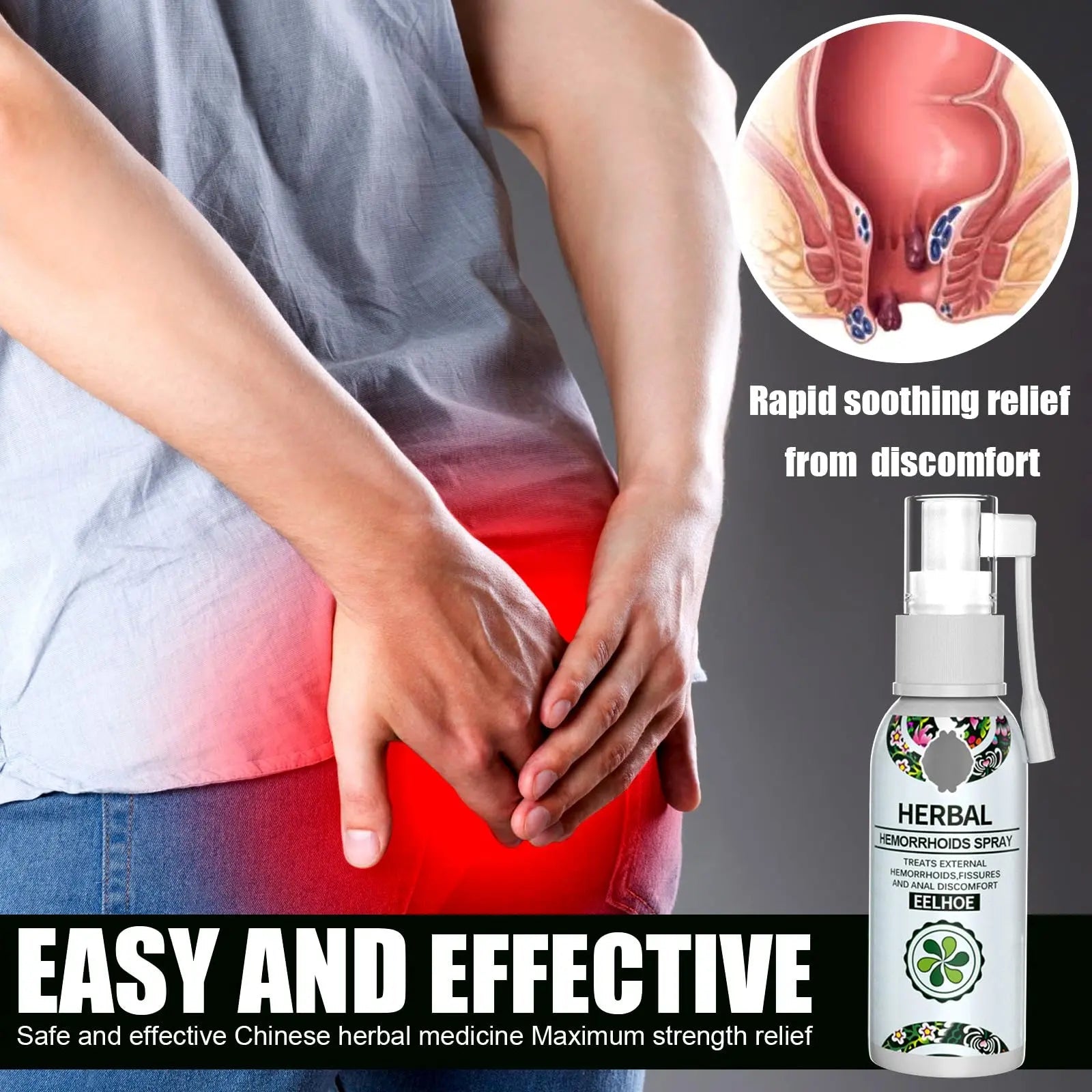Juztec Hemorrhoid Treatment - Fast Relief with Hemocare Herbal Hemorrhoids Spray & Analese Numb Cream (1 PCS) Juztec buy supplements canada