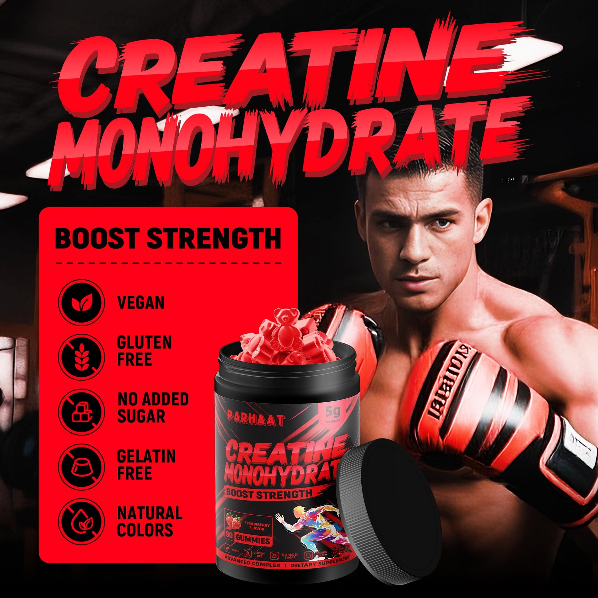 NSF Certified Creatine Gummy - Creatine Monohydrate Gummies 5g for Men & Women - Boost Focus,Strength, and Endurance, Vegan, Gluten-Free, Non-GMO, 2.5 Gram Creatine Parhaat buy supplements canada