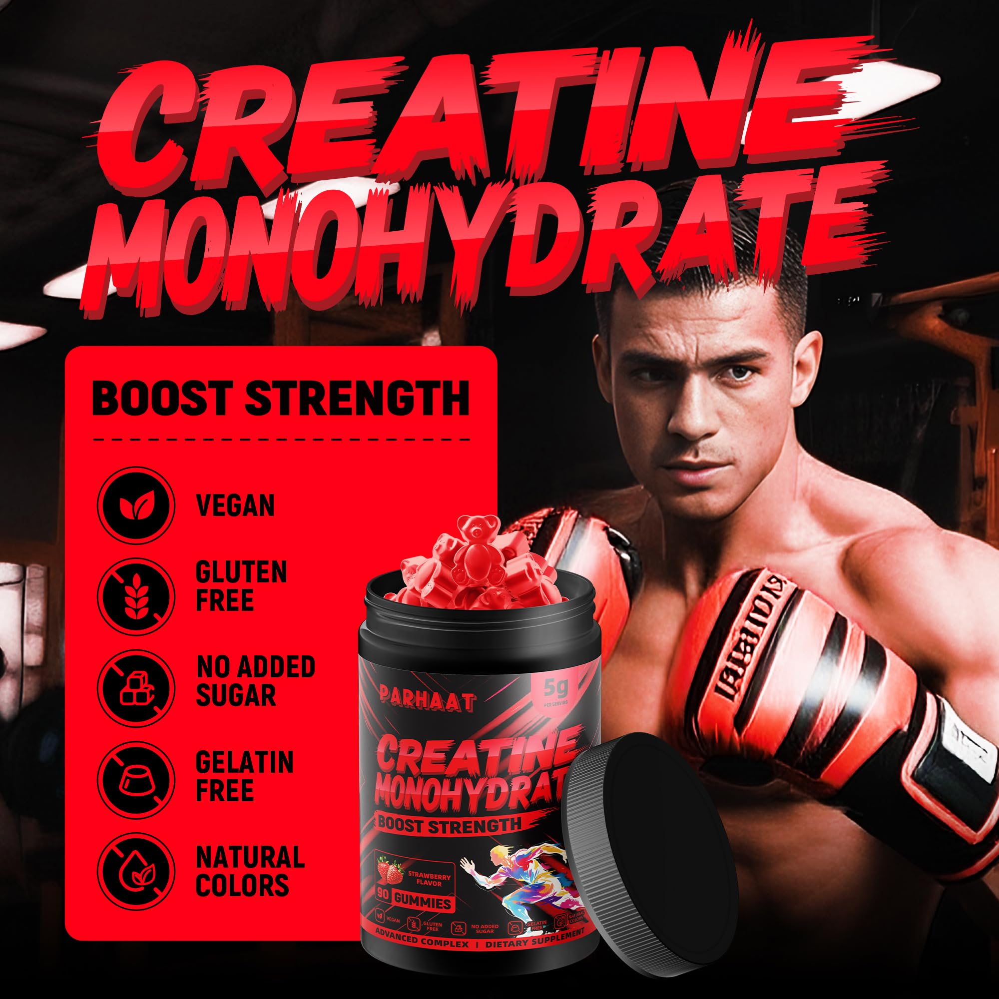 NSF Certified Creatine Gummy - Creatine Monohydrate Gummies 5g for Men & Women - Boost Focus,Strength, and Endurance, Vegan, Gluten-Free, Non-GMO, 2.5 Gram Creatine Parhaat buy supplements canada