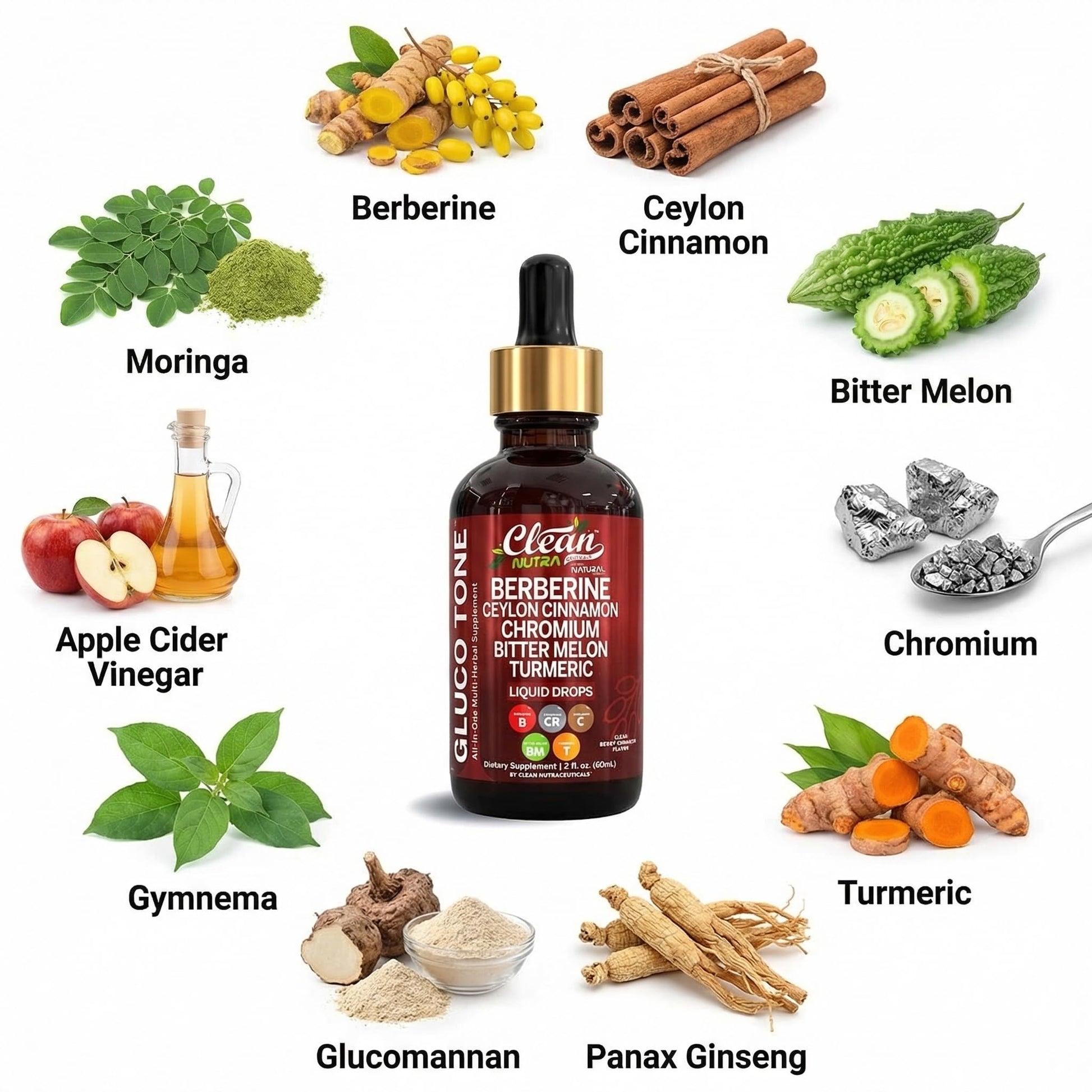 Clean Nutra Berberine with Ceylon Cinnamon Supplement Liquid Drops + Bitter Melon Extract, Glucomannan, Gymnema, Chromium Clean Nutraceuticals buy supplements canada