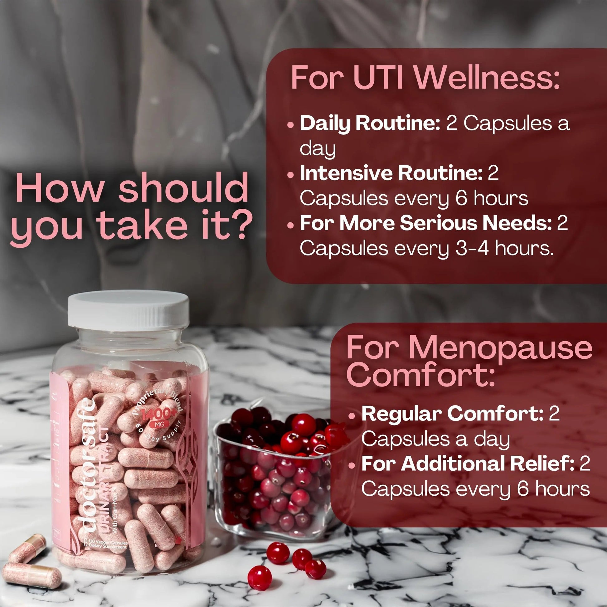 Cranberry Supplement, D-Mannose Capsules Made with Concentrated Whole Fruit Cranberry, Natural Support for Rapid Action to Help Cleanse and Protect the Urinary Tract* (120 Count) DOCTOR SAFE buy supplements canada