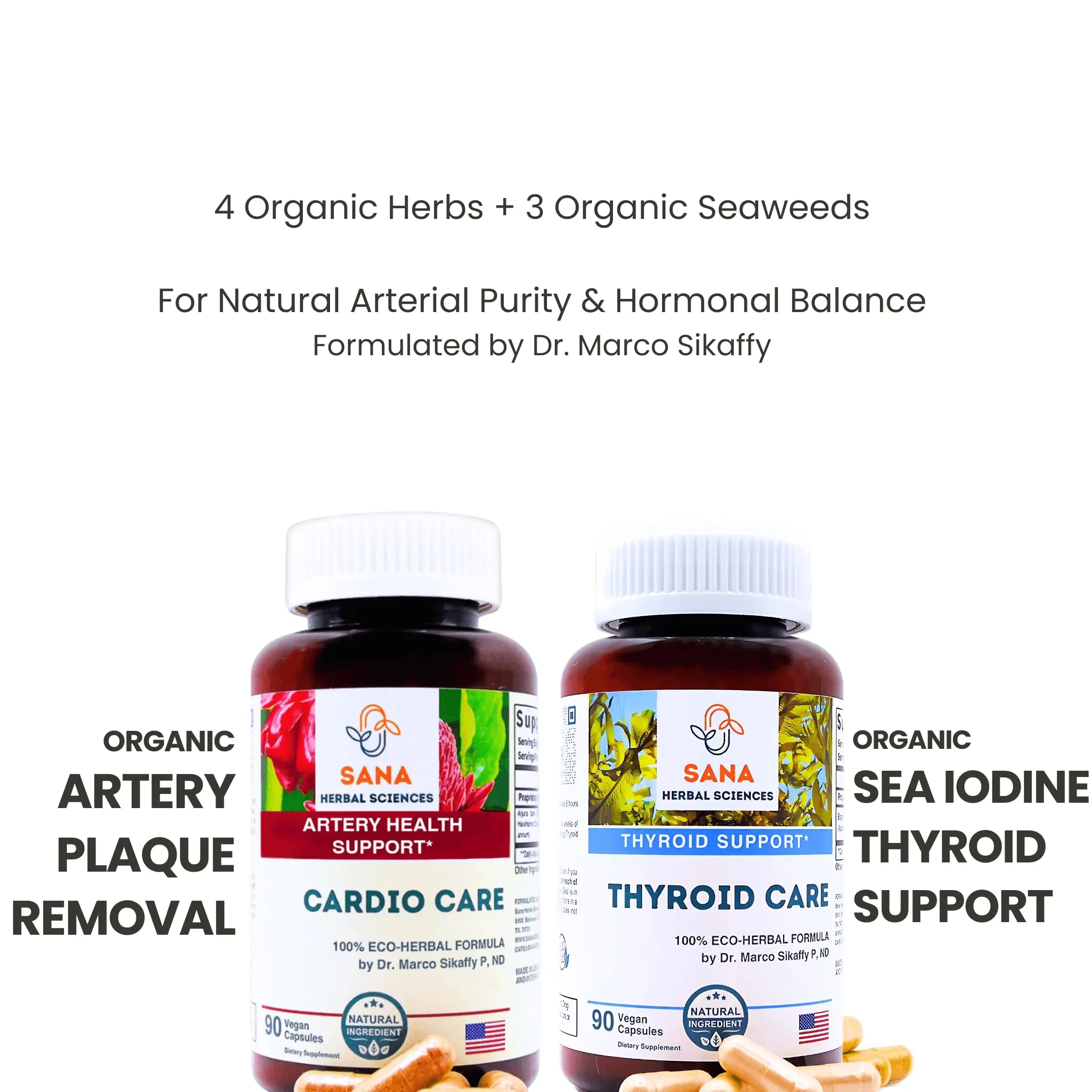 Sana Herbal Sciences Artery Plaque Removal & Sea Iodine Thyroid Support Organic Blends Sana Herbal Sciences buy supplements canada