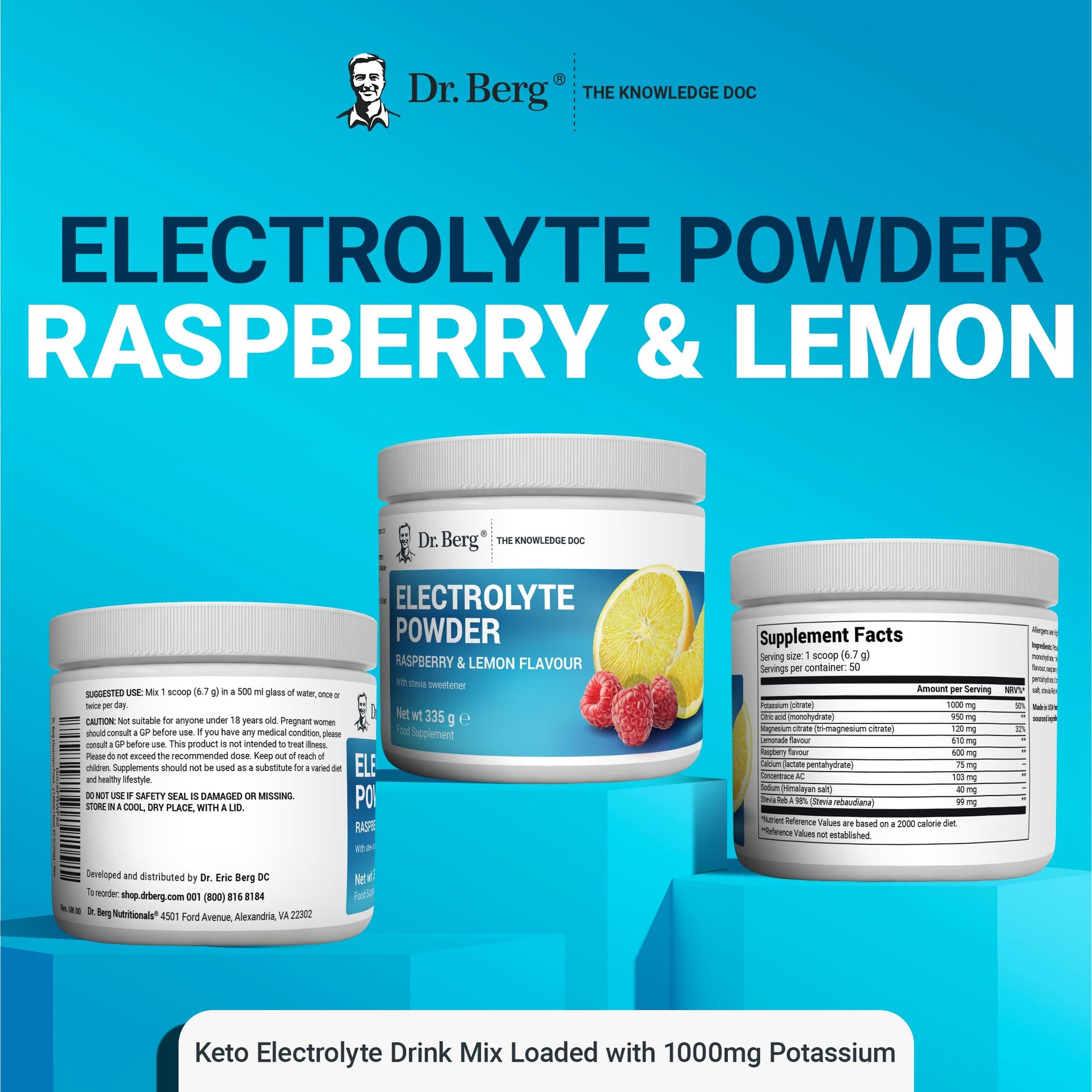 Dr. Berg Electrolyte Powder - Electrolyte Drink Supplements with 1000mg Potassium Dr. Berg Nutritionals buy supplements canada