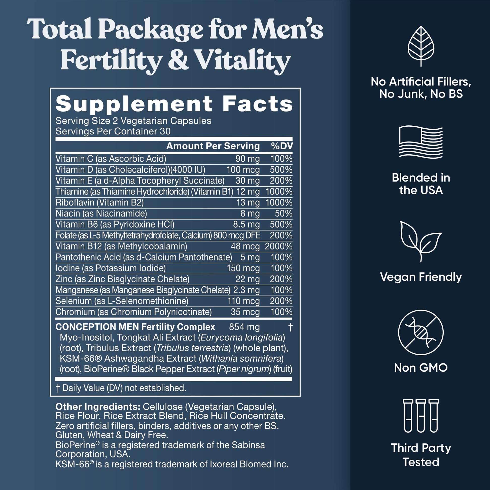 Eu Natural Conception for Him - Male Fertility Supplements with Ashwagandha, Folate & Zinc - Sperm Count, Motility & Strength Support Eu Natural buy supplements canada