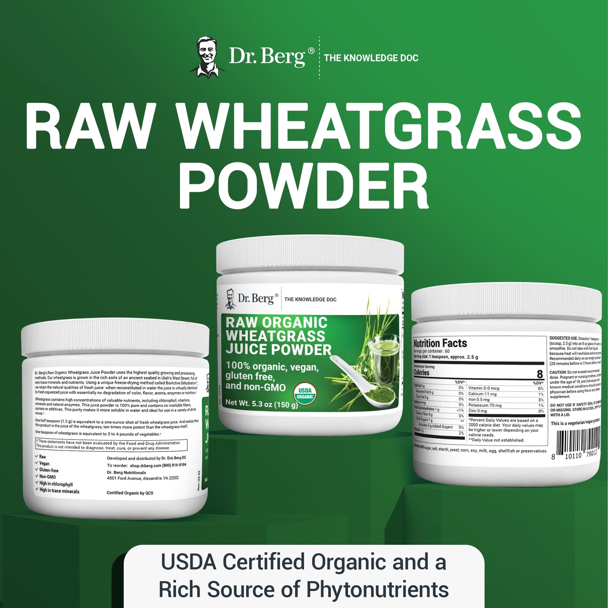Dr. Berg's Wheatgrass Superfood Powder - Raw Juice Organic Ultra-Concentrated Rich Dr. Berg Nutritionals buy supplements canada