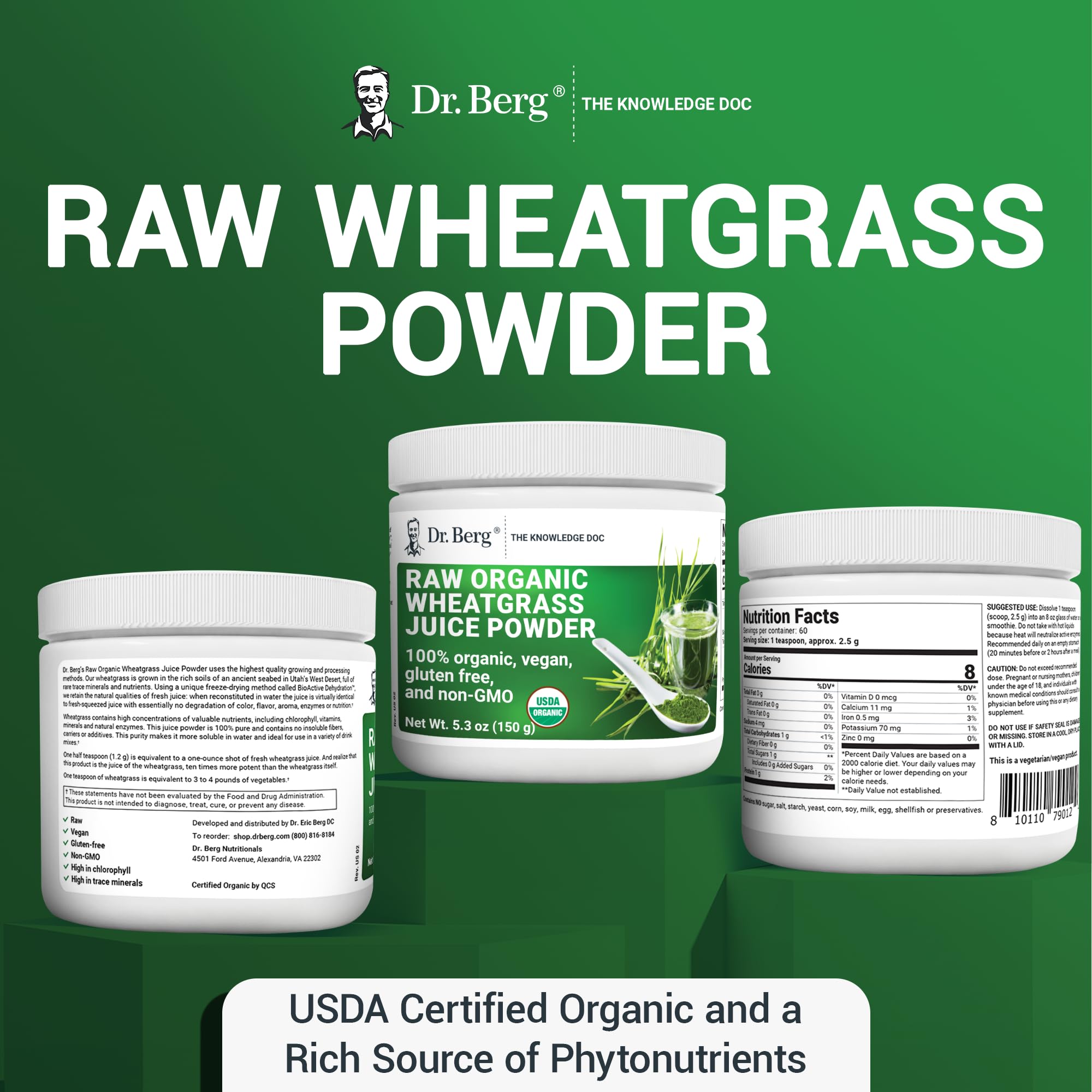 Dr. Berg's Wheatgrass Superfood Powder - Raw Juice Organic Ultra-Concentrated Rich Dr. Berg Nutritionals buy supplements canada