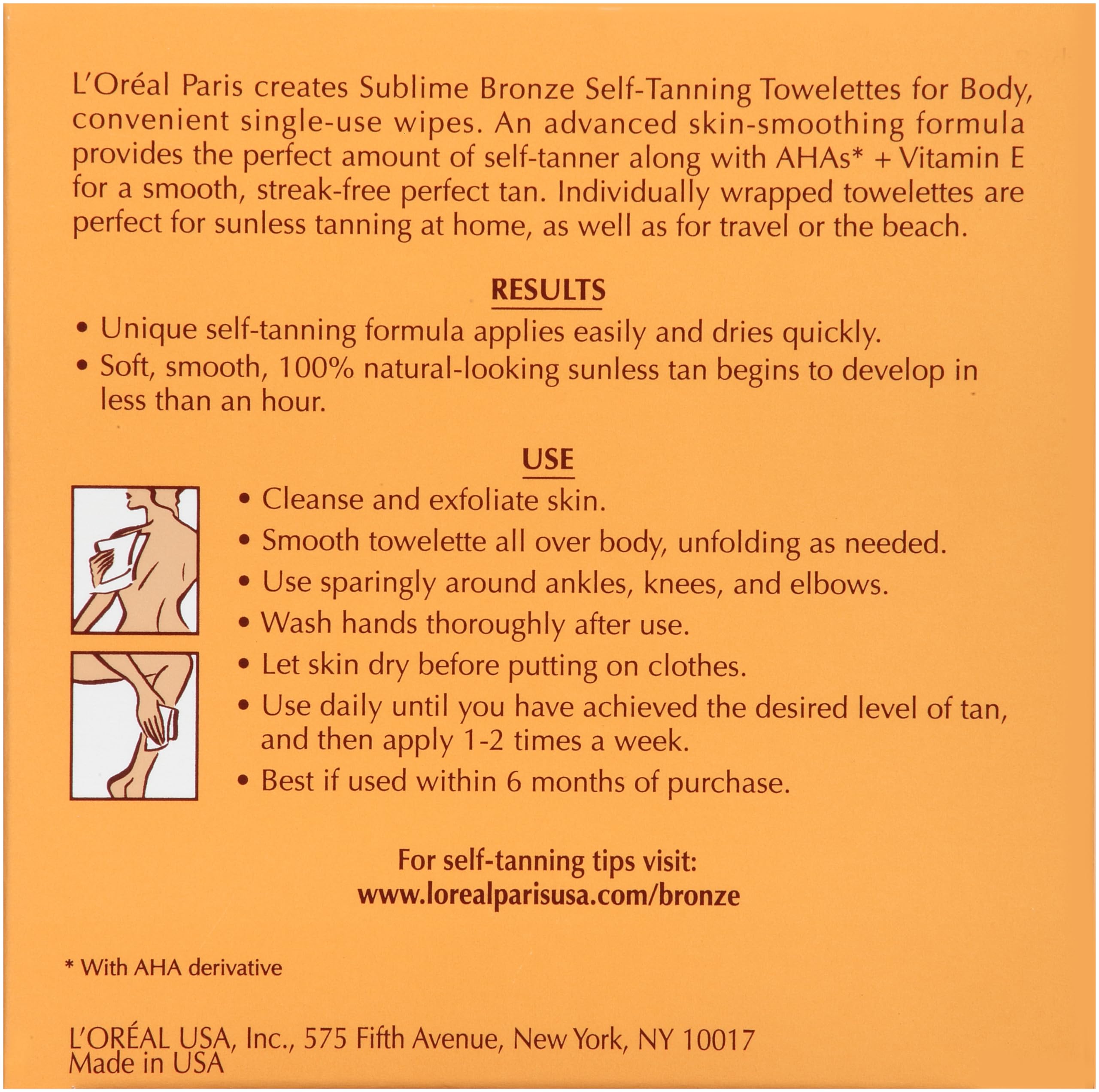 L'Oreal Paris Sublime Bronze Self Tanning Towelettes, Streak-Free, Natural Looking Tan, 6 ct L'Oreal Paris buy supplements canada