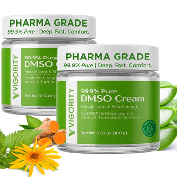 Vigority DMSO Cream 99.9% Pure for Topical Joint, Muscle Comfort - DMSO Pharmaceutical Grade Cream with Arnica, Magnesium, Turmeric, OptiMSM, Aloe Vera 2 Pack Vigority buy supplements canada