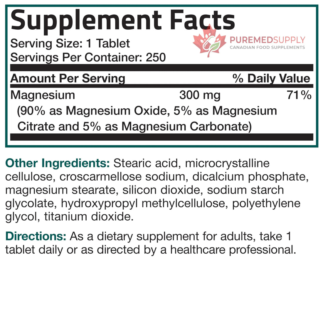Bronson Triple Magnesium Complex Maximum Coverage 300mg - Non-GMO Formula, 250 Tablets Bronson buy supplements canada
