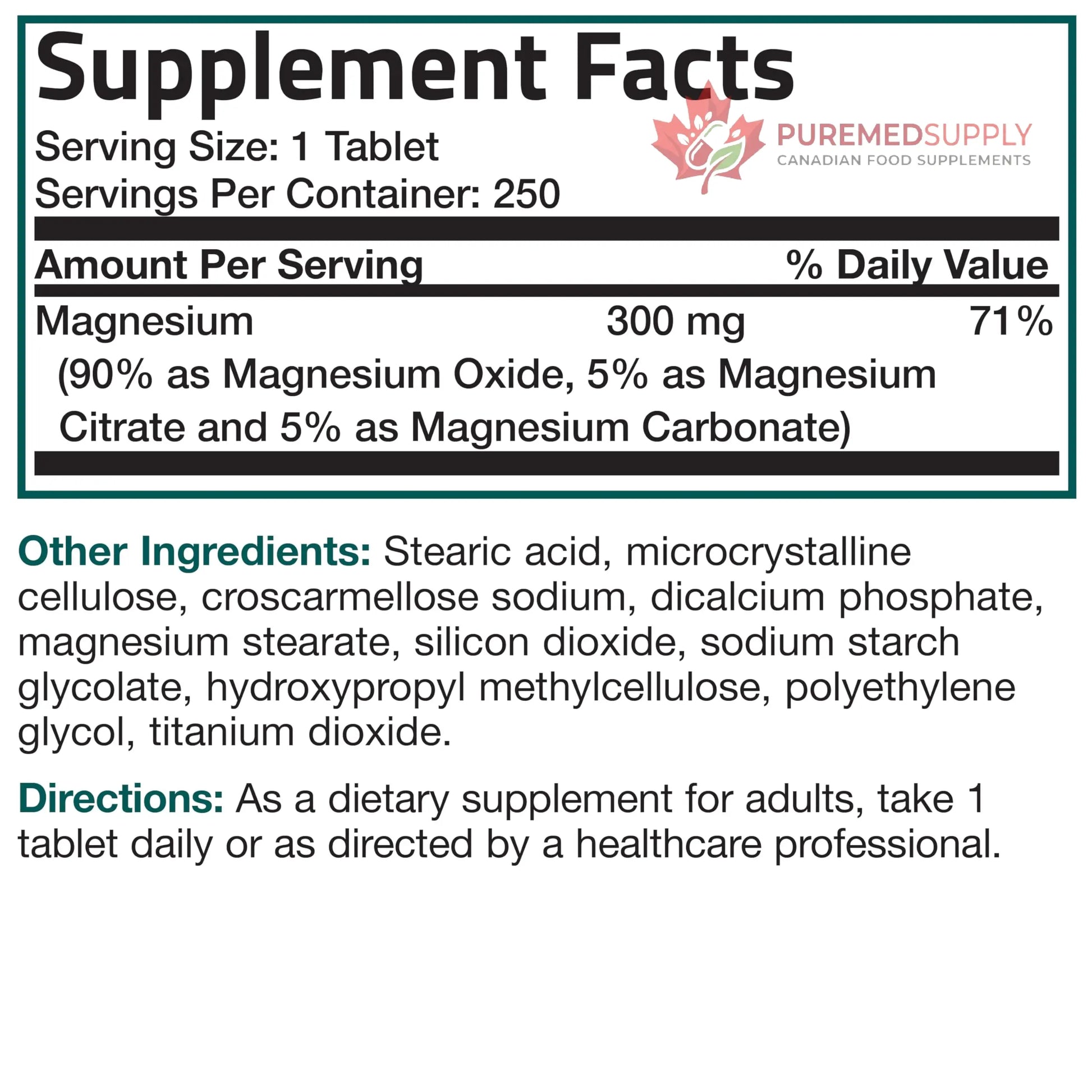 Bronson Triple Magnesium Complex Maximum Coverage 300mg - Non-GMO Formula, 250 Tablets Bronson buy supplements canada