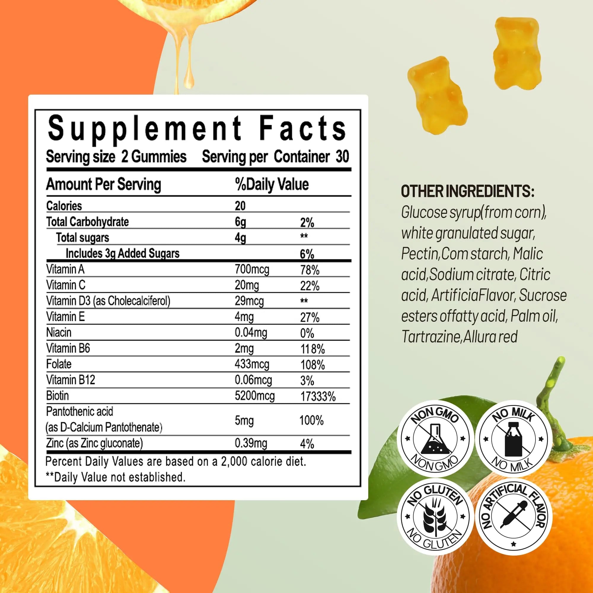 Faroromy Multivitamin Gummies for Adult 5200mcg Biotin, Citrus Flavored Daily Multivitamins with Vitamins A, C, D3, E, B6 and B12 Faroromy buy supplements canada