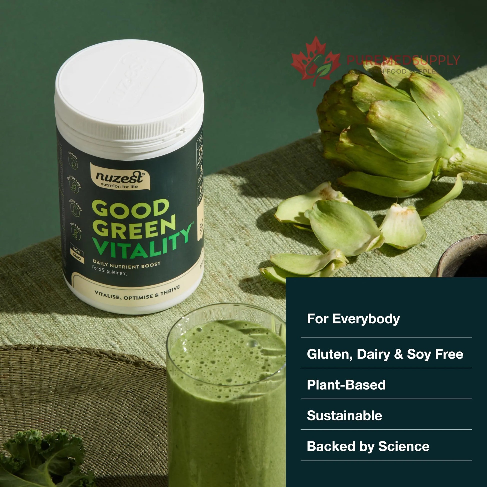 Nuzest Greens Powder Good Green Vitality – Vitamins, Minerals & Superfoods – Vegan Multivitamin Supplement (300g) Nuzest buy supplements canada