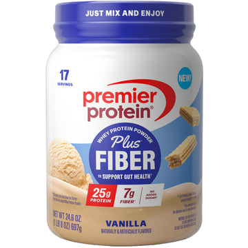 Premier Protein Powder Plus Fiber, Vanilla, 25g Protein, 7g Fiber to Support Gut Health, No Added Sugar (17 Servings) Premier Protein buy supplements canada