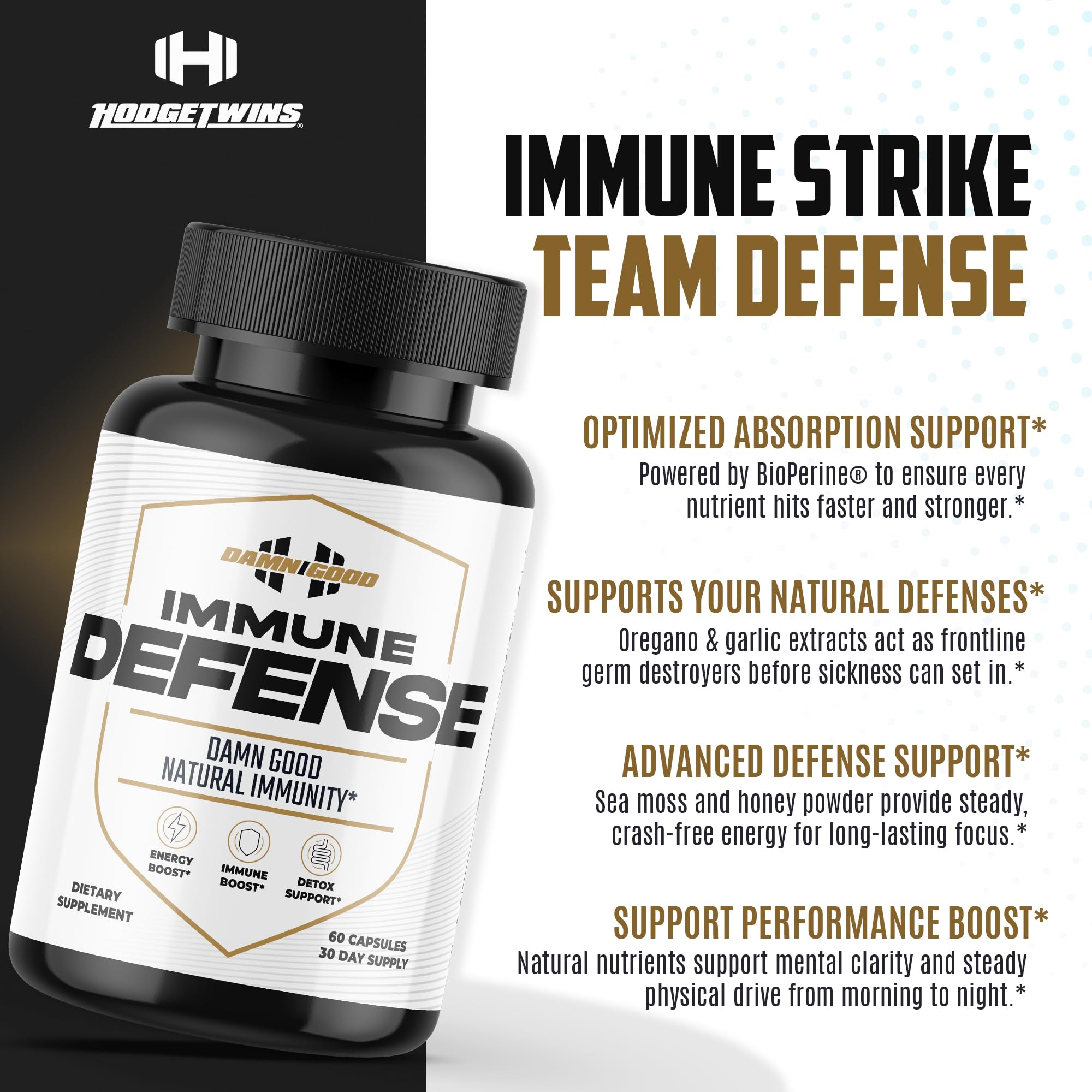 DAMN GOOD The Hodge Twins Immune Defense Supplement (60 Capsules) – Sea Moss Blend Capsules for Everyday Balance, Digestive Support, and Whole-Body Wellness with Vitamins, Minerals, and Botanicals DAMN GOOD buy supplements canada