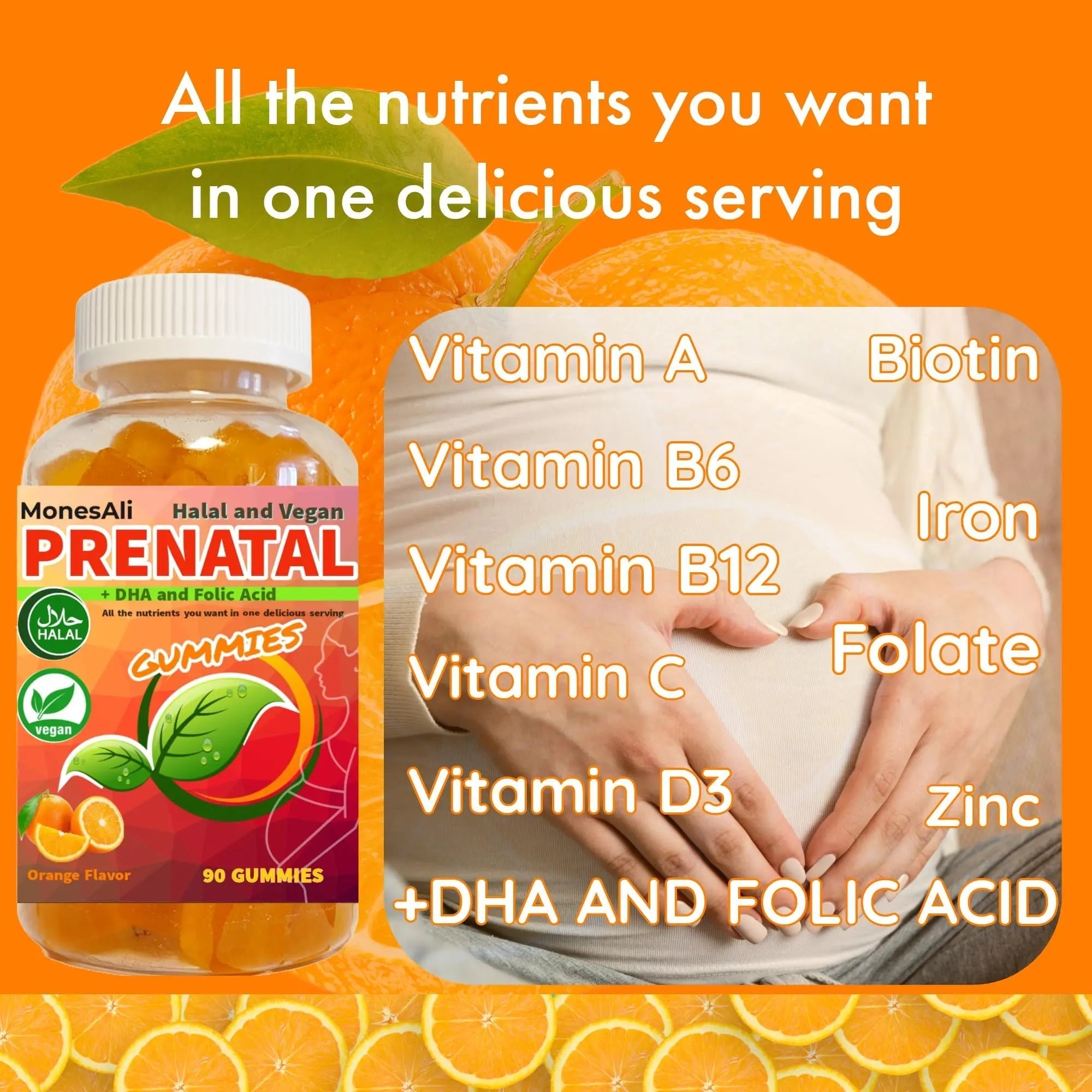 MonesAli Prenatal Gummies for Women Vitamins| & Postnatal | Vegan, Halal, Gelatin Free | with Folate, Iron & Biotin | MonesAli buy supplements canada