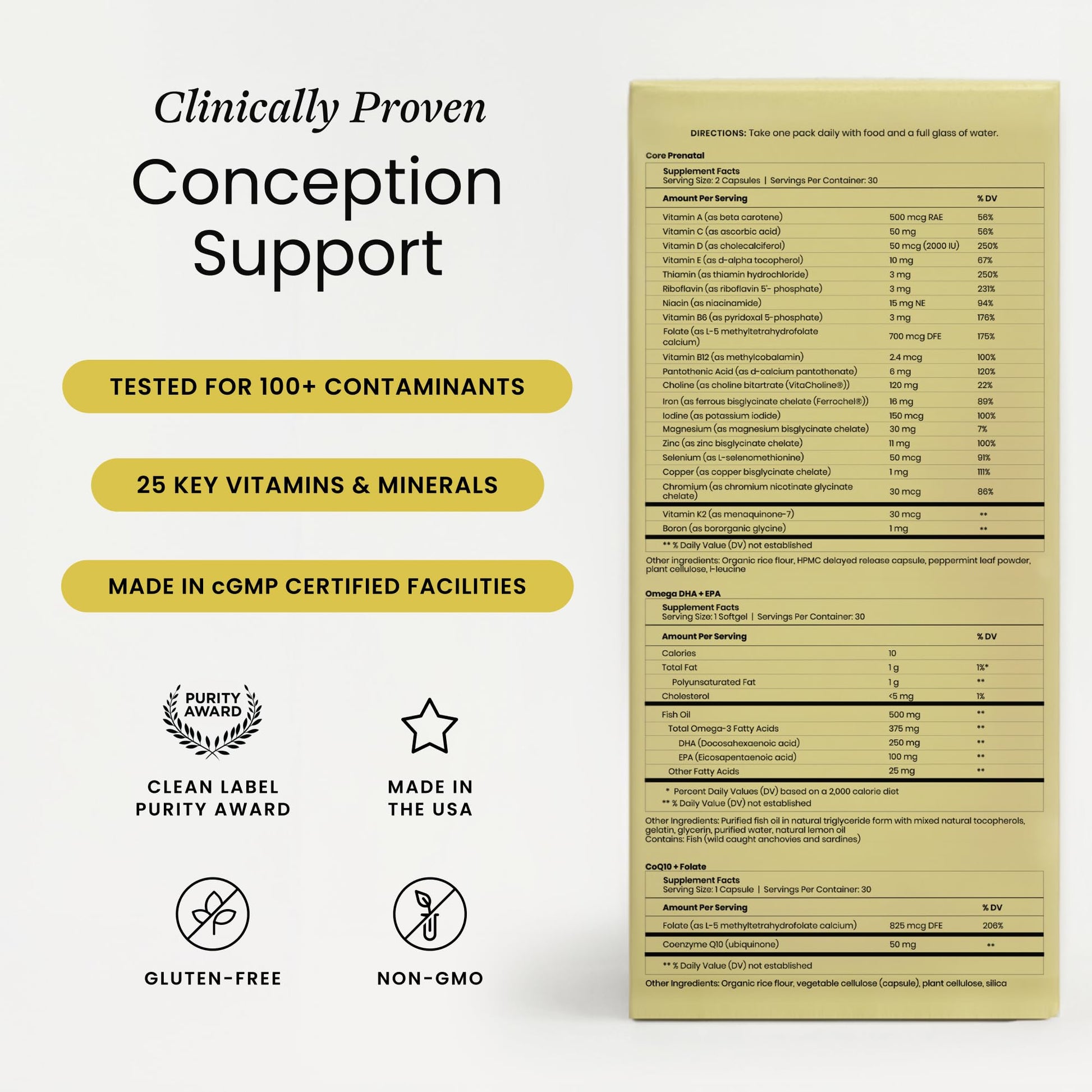 Perelel Conception Support Pack, Prenatal Multivitamin with DHA Omega 3, COQ10 & Folate, Supports Fertility Wellness for Women Perelel buy supplements canada