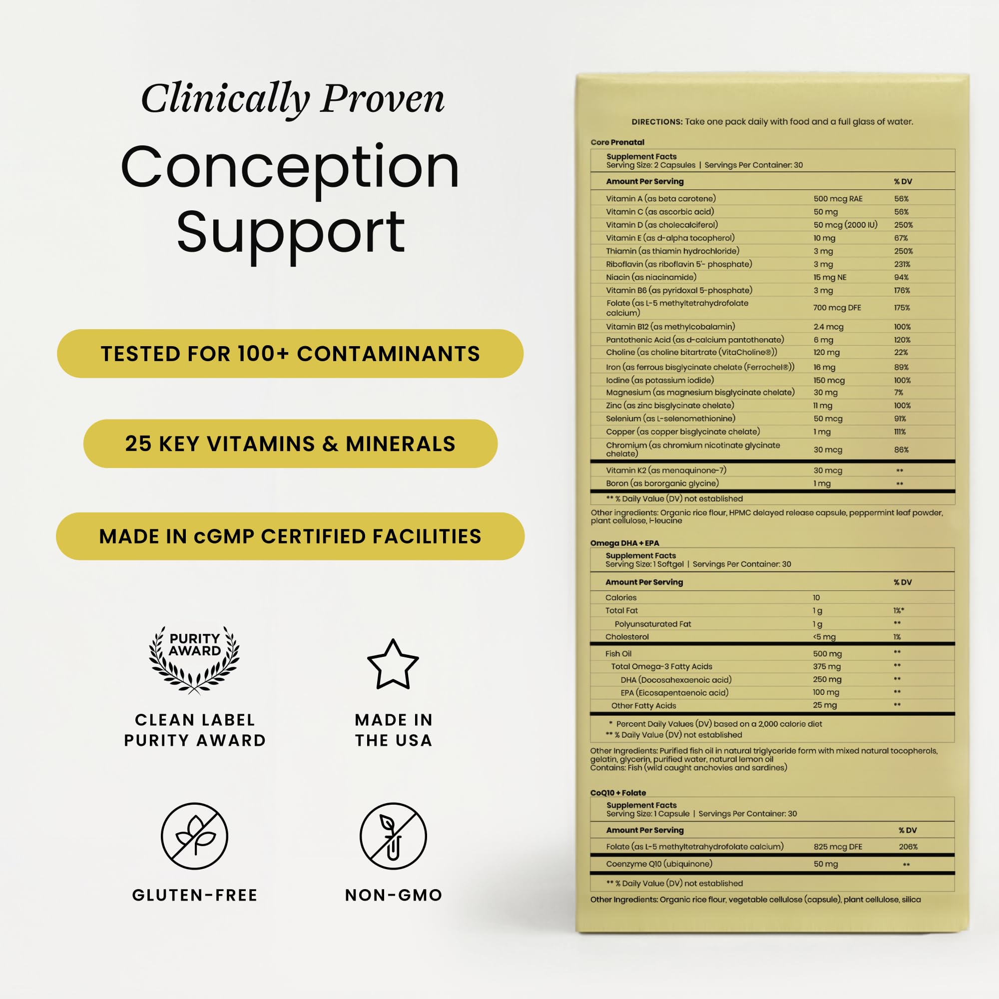 Perelel Conception Support Pack, Prenatal Multivitamin with DHA Omega 3, COQ10 & Folate, Supports Fertility Wellness for Women Perelel buy supplements canada