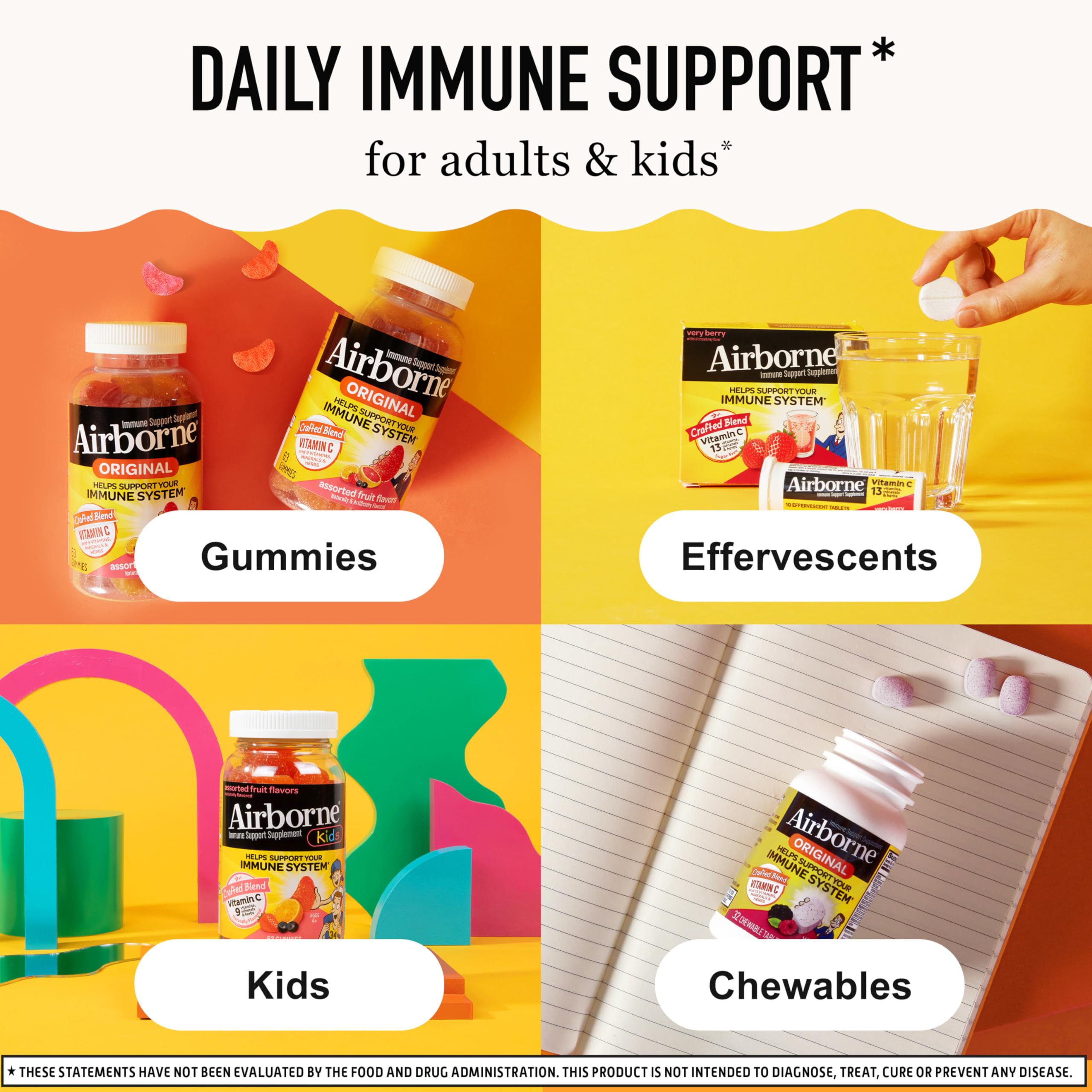Airborne 750mg Vitamin C Gummies for Adults, Immune Support Gummies with Powerful Antioxidants VIT C & E, Caffeine Free Airborne buy supplements canada