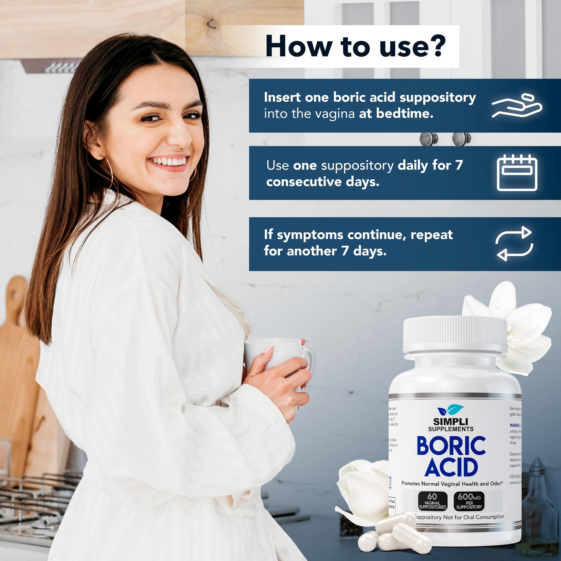 Simpli Supplements Boric Acid Suppositories for Women 600mg – 60 Count | Vaginal pH Balance Support | Feminine Care | Helps Maintain Freshness & Odor Control Simpli Supplements buy supplements canada
