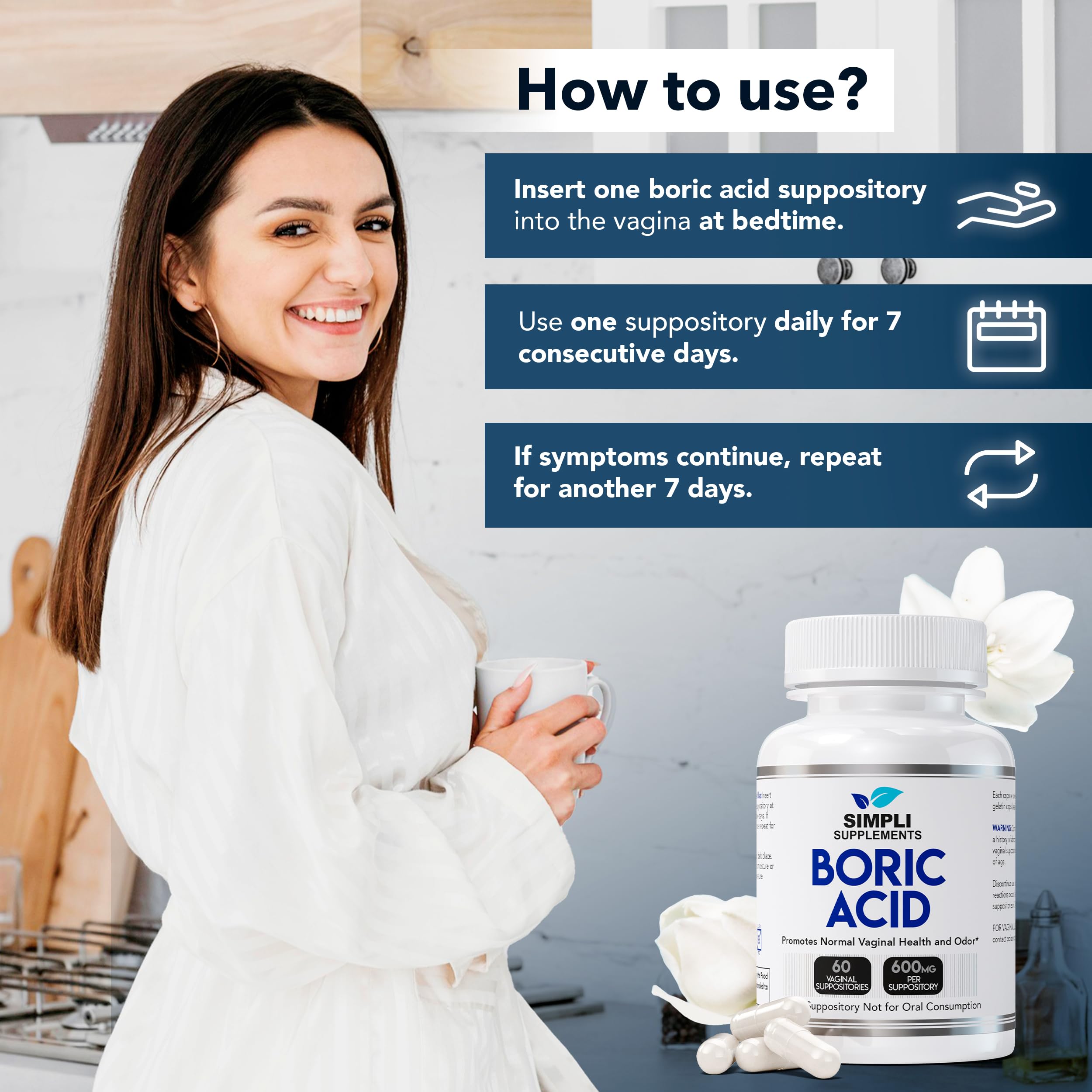 Simpli Supplements Boric Acid Suppositories for Women 600mg – 60 Count | Vaginal pH Balance Support | Feminine Care | Helps Maintain Freshness & Odor Control Simpli Supplements buy supplements canada