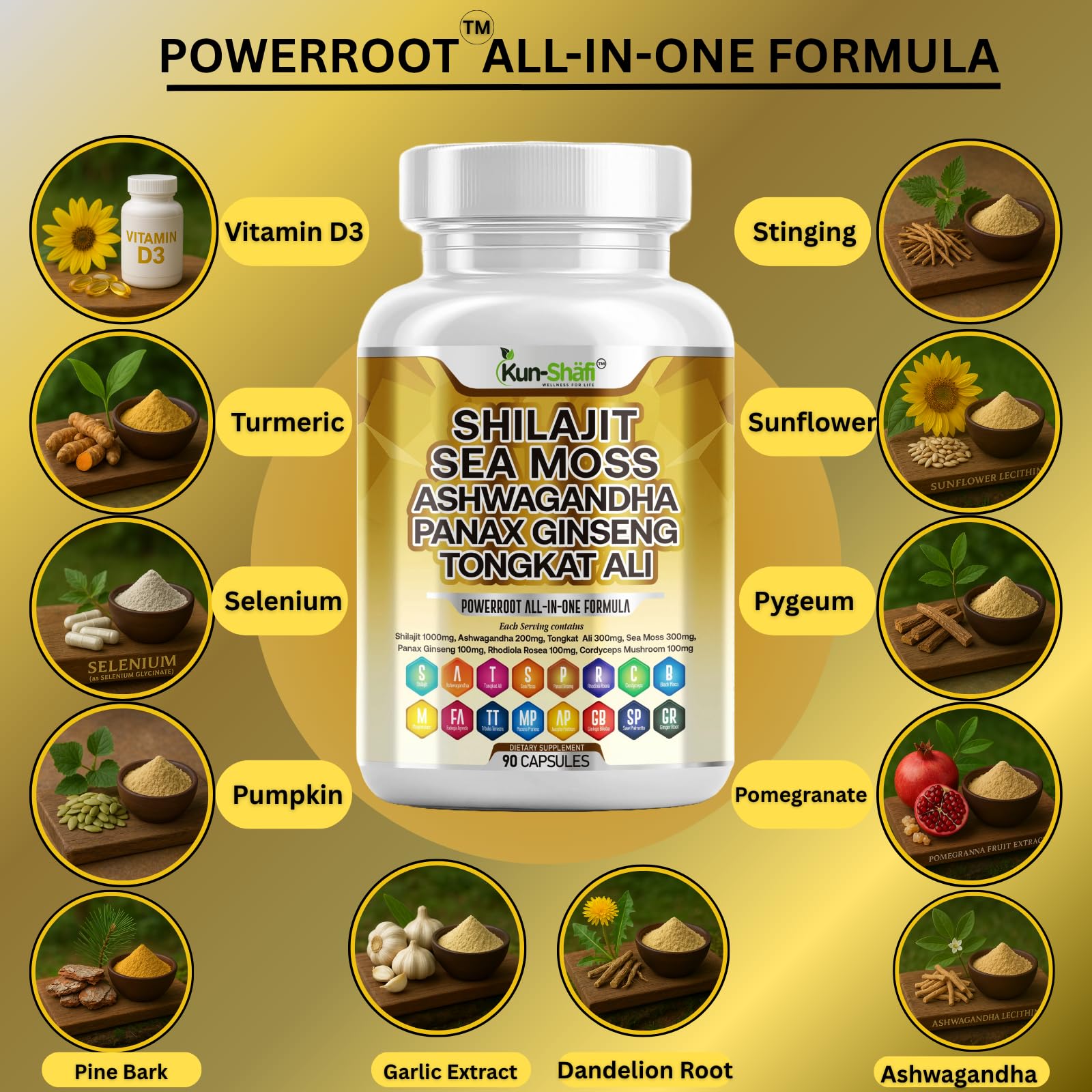 Kun Shafi Shilajit Complex – Sea Moss, Tongkat Ali, Ashwagandha, Ginseng, Zinc, CoQ10, PQQ & Magnesium – Fulvic Acid Capsules for Energy, Vitality & Performance with Panax Cordyceps – 90 Capsules Kun Shafi buy supplements canada