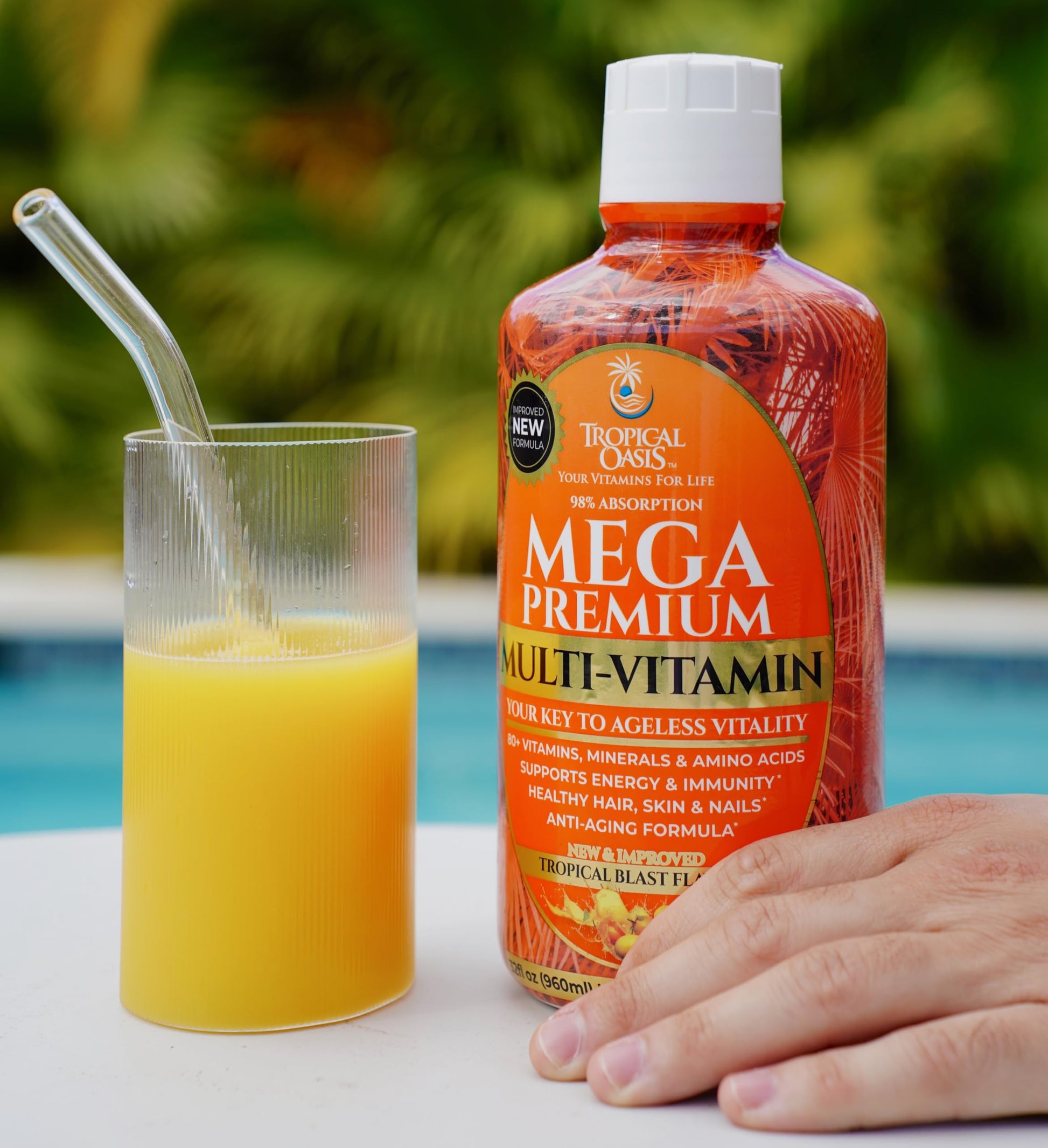 Mega Premium Liquid Multivitamin | Natural Immune Support Vitamin w/ 1333% Vitamin C, 200% D3, Zinc + 20 Vitamins, 70 Minerals, & 21 Amino Acids | Sugar Free | Orange Flavor | 98% Absorption | 32 Serv Tropical Oasis buy supplements canada
