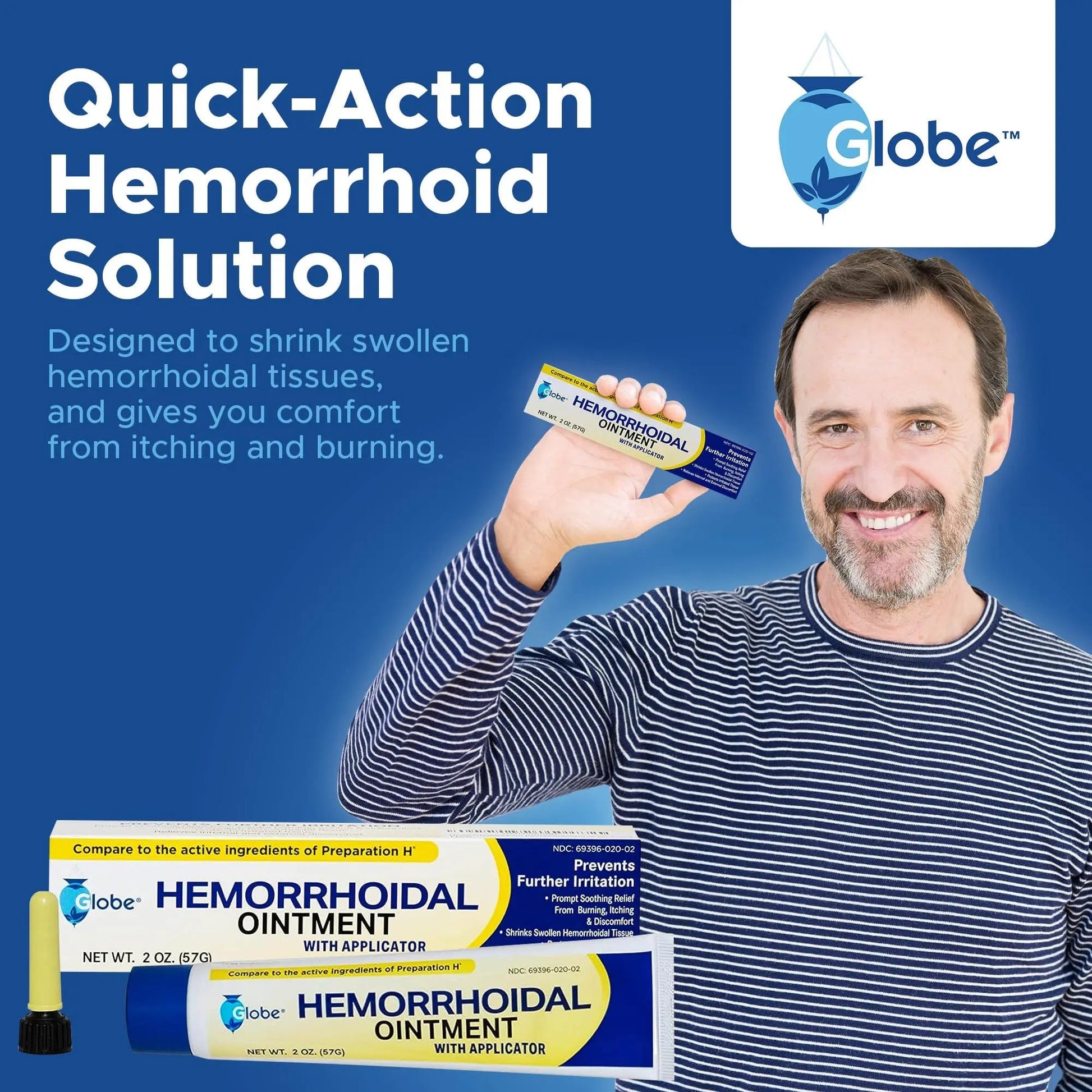 Globe Hemorrhoidal Ointment w/ Applicator, Phenylephrine HCl, Petrolatum Mineral Oil, Maximum Strength Formula for Burning, Discomfort & Itching, 2 oz Hemorrhoidal Ointment buy supplements canada