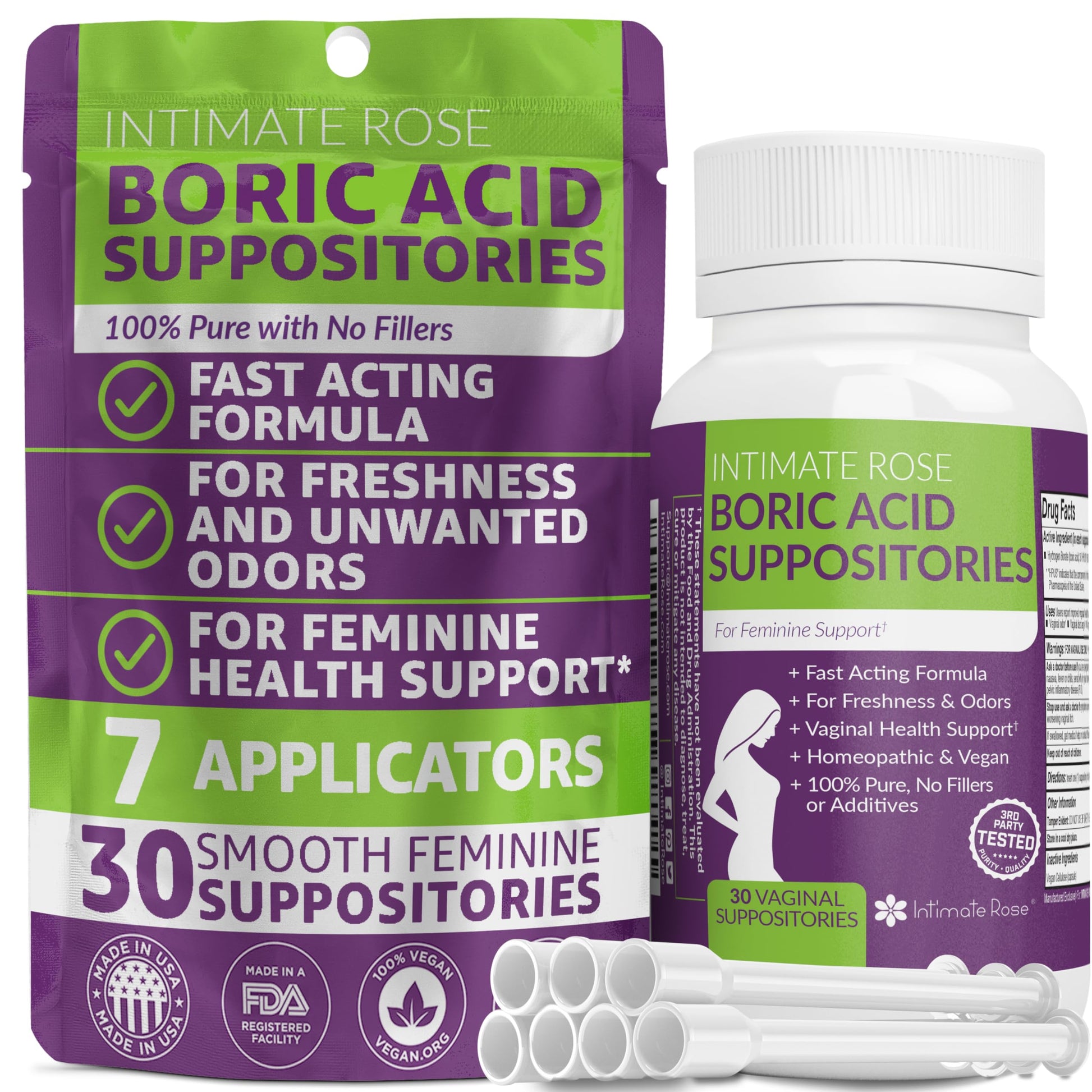 Intimate Rose Boric Acid Suppositories - Manages Odor - Promote pH Balance for Women Vaginal Intimate Rose buy supplements canada