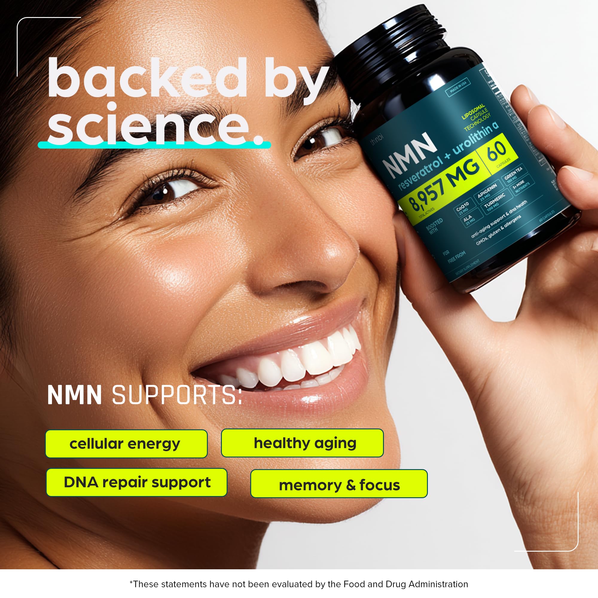 NMN Supplement 8957mg with Real NAD+ Not Just a Booster | Urolithin A, Resveratrol, CoQ10, Alpha Lipoic Acid, Green Tea Extract | Cellular Longevity & Energy Support for Men & Women Thinbi buy supplements canada