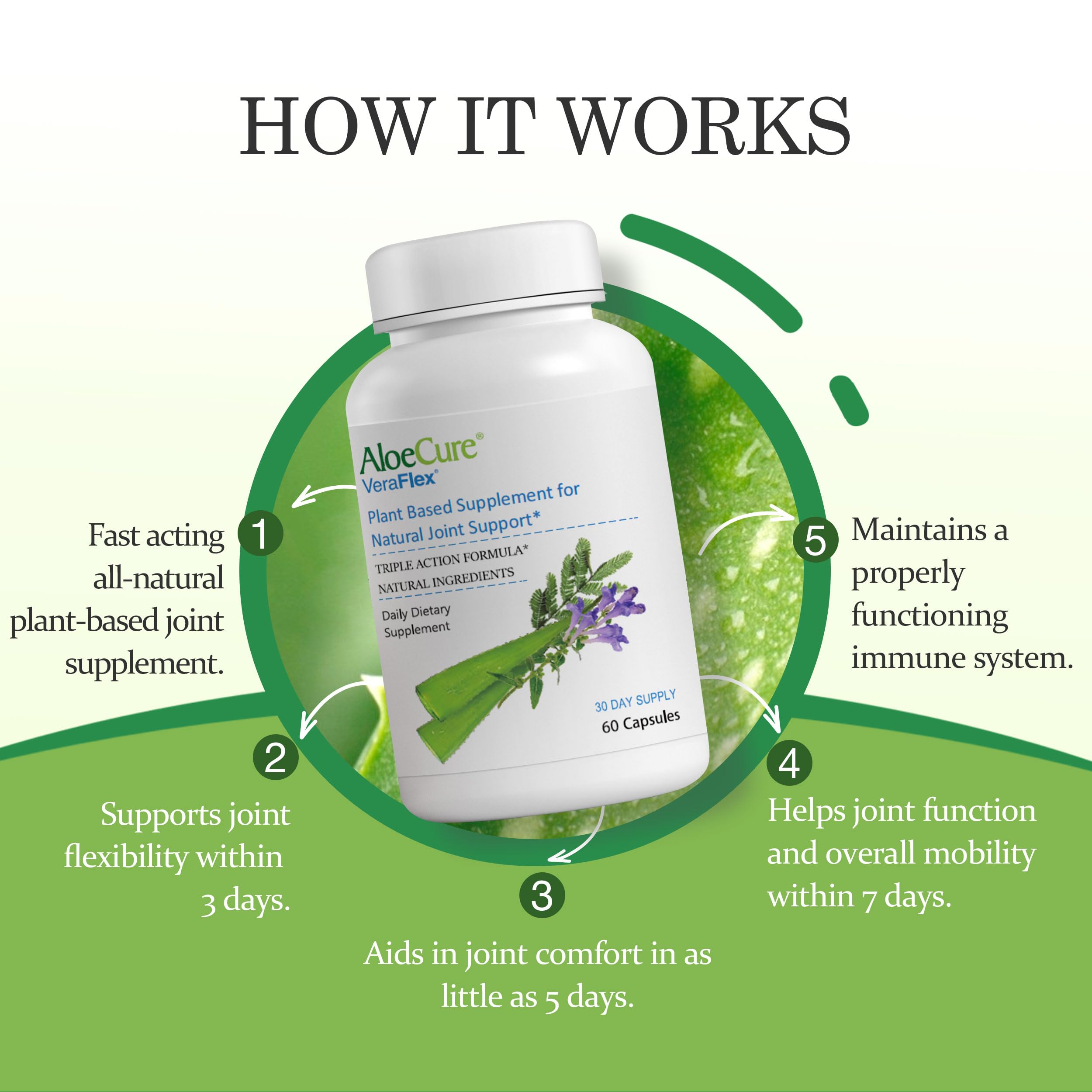 AloeCure VeraFlex Natural Joint Health, 60 Capsules, Clinically Tested Natural Plant-Based Formula to Support Comfort, Mobility and Flexibility - Featuring Organic Aloe Vera AloeCure buy supplements canada