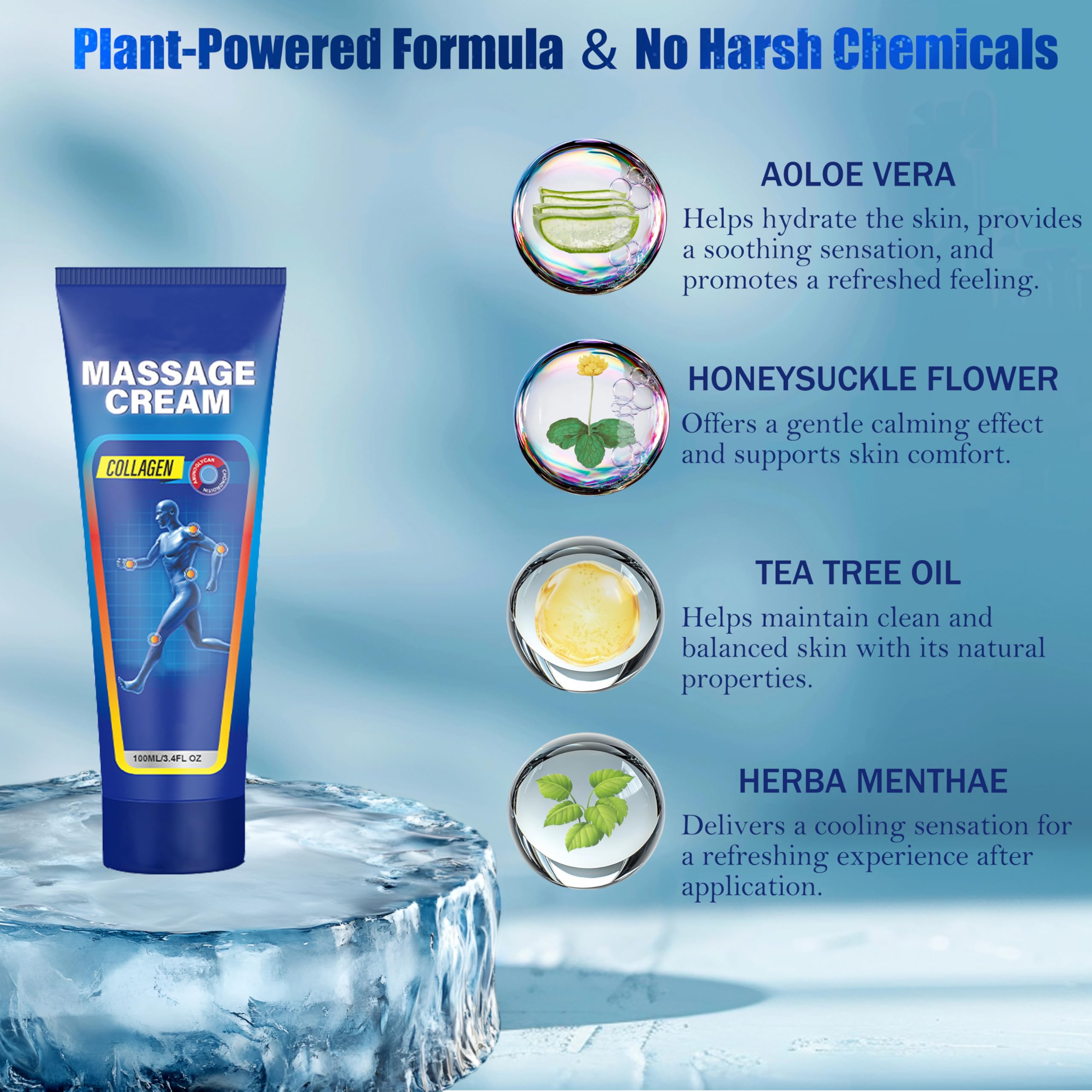 Soothing Cooling Gel for Muscle Tightness – Fast Absorbing Formula with Aloe Vera, Menthol & Tea Tree Oil | Sports & Daily Body Care Gel for Women & Men | Non-Greasy, Refreshing Feel (100ML/3.4oz) MIsiyuo buy supplements canada