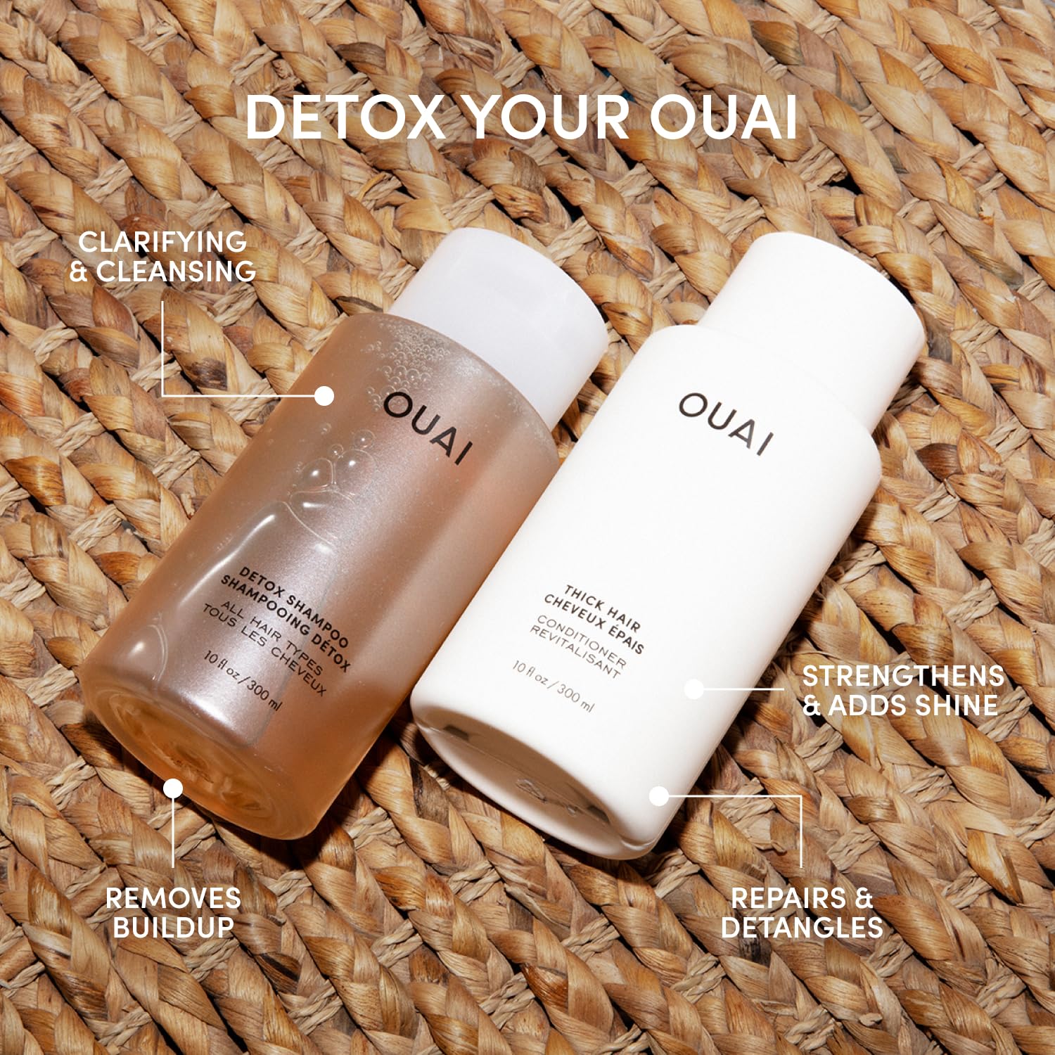 OUAI Detox Shampoo & Thick Hair Conditioner Bundle - Clarifying Shampoo for Build Up, Dirt, Oil, Product and Hard Water & Moisturizing Conditioner for Thick Hair (2 Count) OUAI buy supplements canada