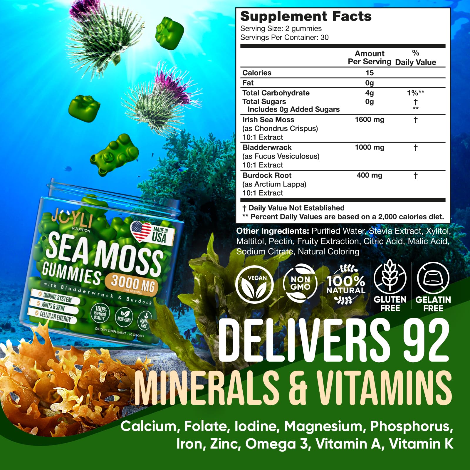 Sea Moss Gummies - Irish Seamoss Gummies for Adults & Kids - Advanced Superfood JOYLI Nutrition buy supplements canada