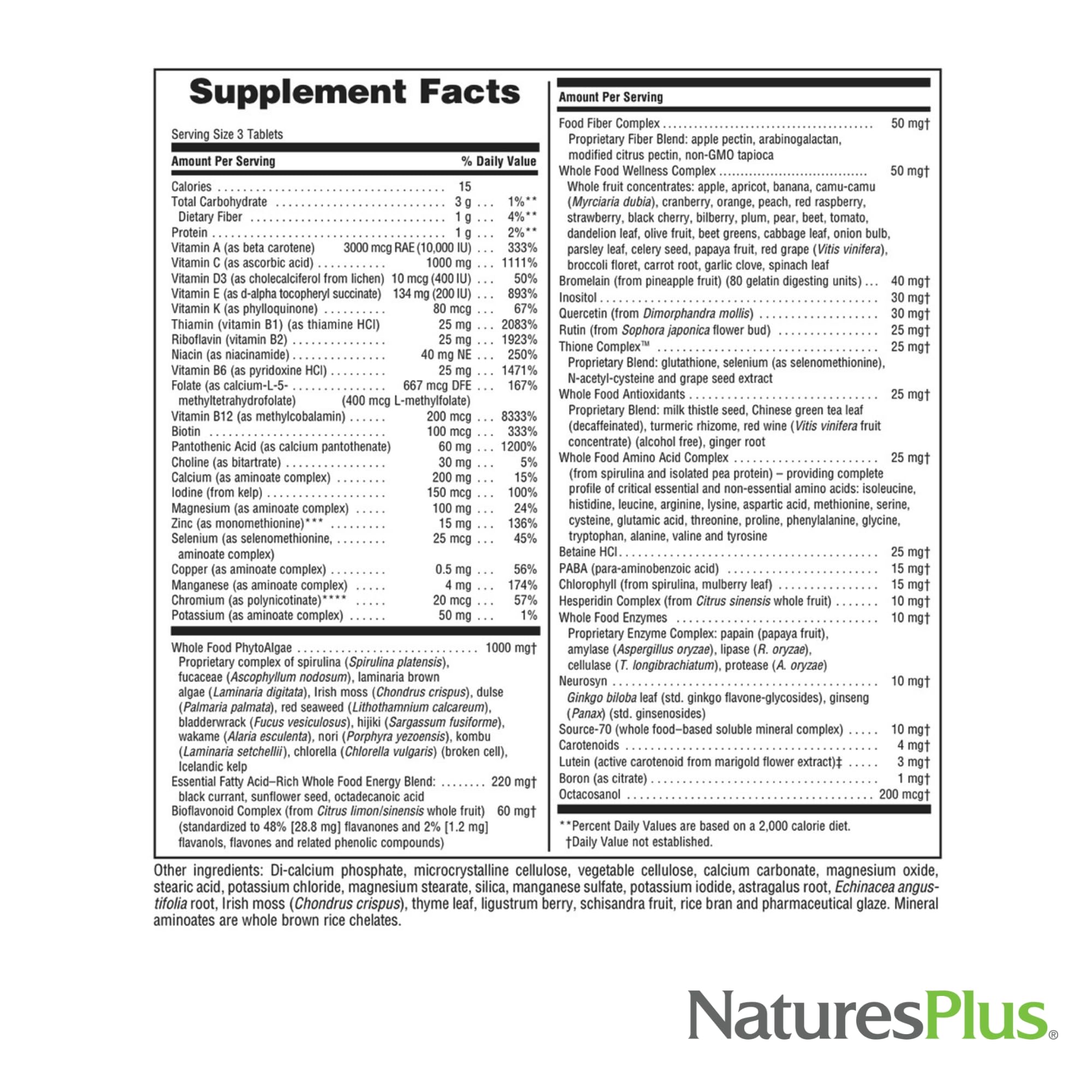 NaturesPlus Ultra Source of Life No-Iron Multivitamin - 180 Tablets - Supports Immune Health, Energy & Overall Well-Being - with Lutein & Vitamin D3 - Vegetarian & Gluten Free - 60 Servings NaturesPlus buy supplements canada