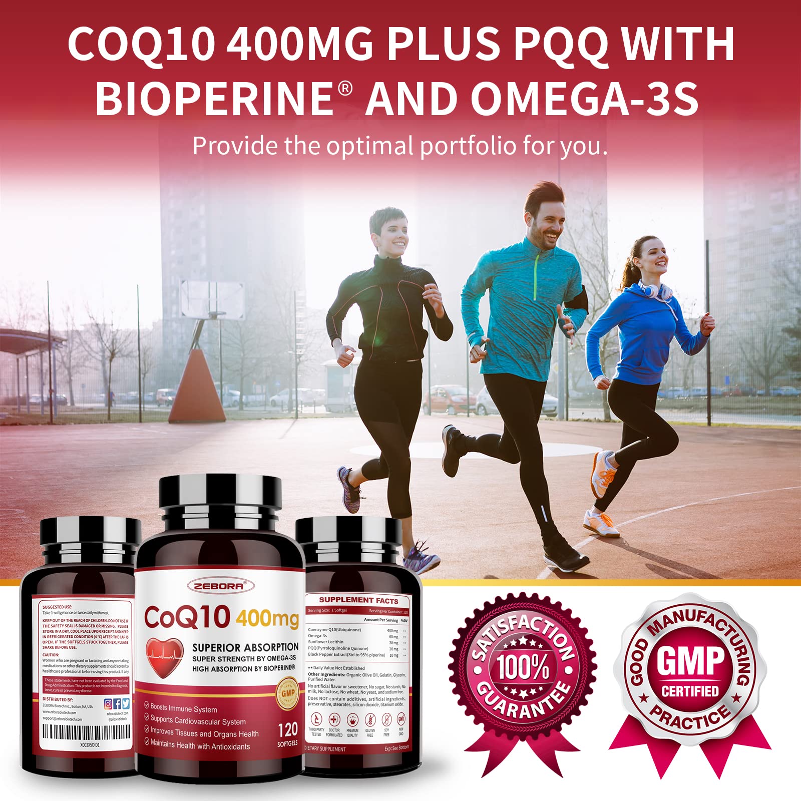 CoQ10-400mg-Softgels with PQQ, BioPerine & Omega-3, Coenzyme Q10(Ubiquinone) ZEBORA buy supplements canada