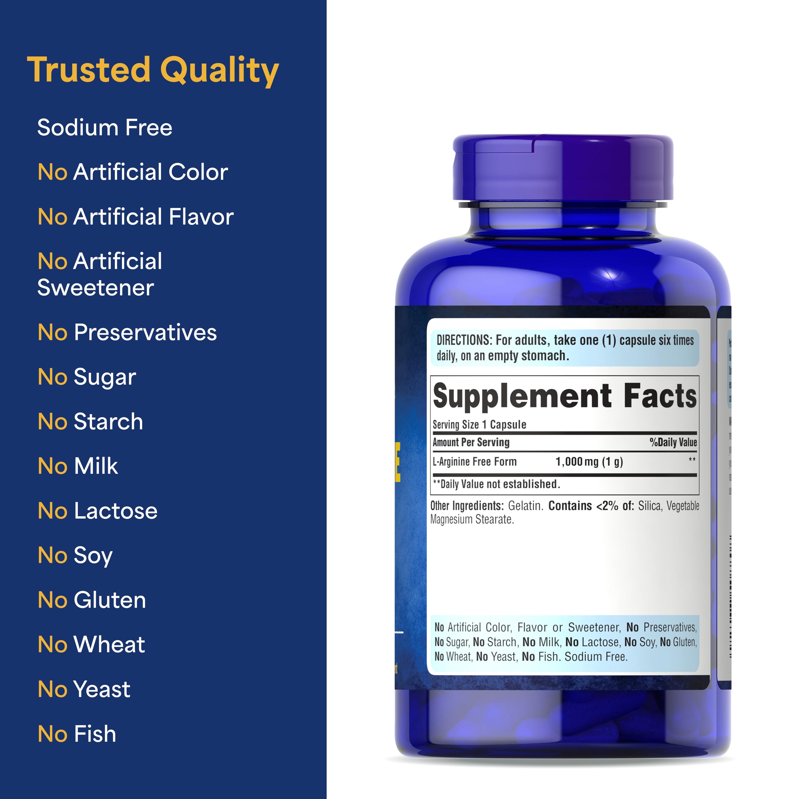 Puritan's Pride L-Arinine 1000mg, Dietary Supplement Supports Nitric Oxide Levels and Heart and Circulatory Heath, 100 Day Supply, 100 Tablets Puritan's Pride buy supplements canada
