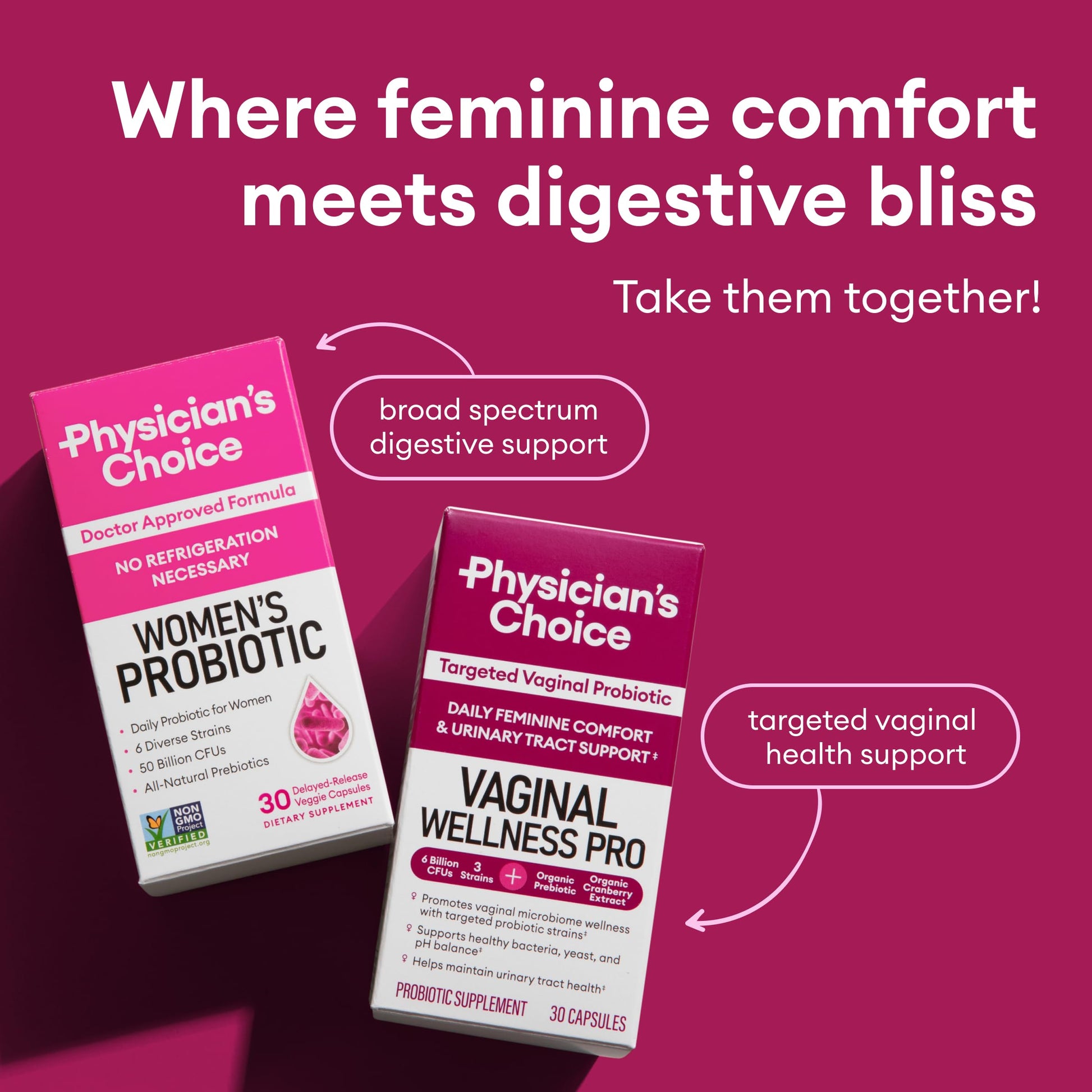 Physician's CHOICE Feminine Power Duo Bundle - Vaginal Probiotic 30ct + Womens Probiotic 60ct Physician's CHOICE buy supplements canada